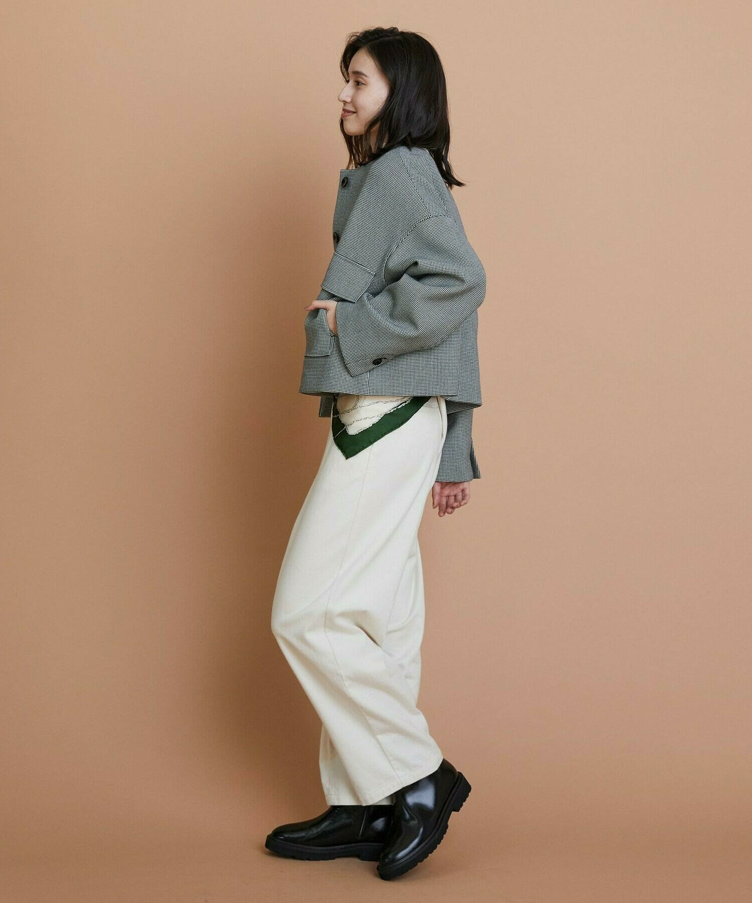 【L'EQUIPE】［eclat 2025年11月号掲載商品］【Lサイズ】バイカラーチェックノーカラージャケット 詳細画像 グレー系その他 5