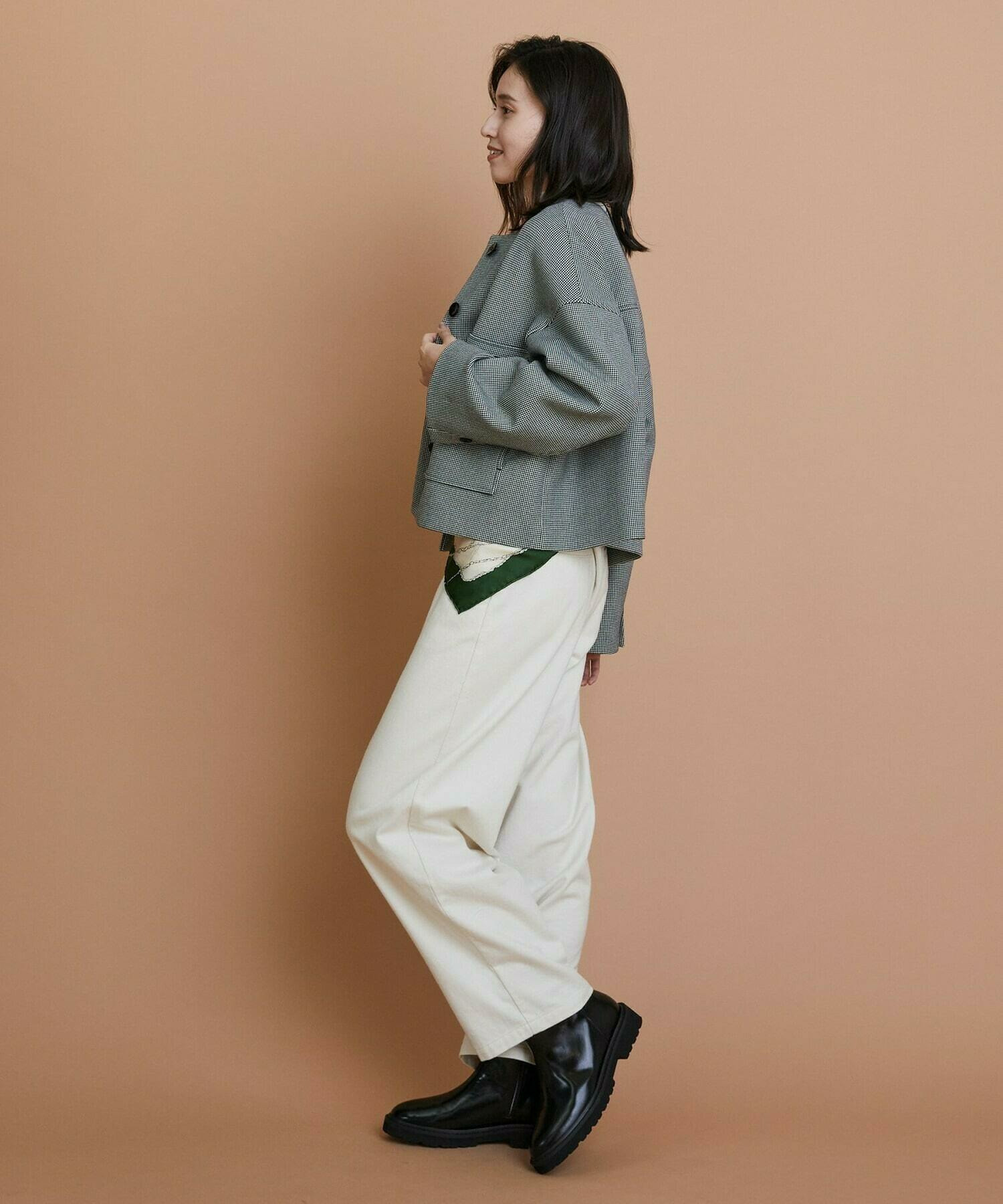 【L'EQUIPE】［eclat 2025年11月号掲載商品］【Lサイズ】バイカラーチェックノーカラージャケット 詳細画像 グレー系その他 6