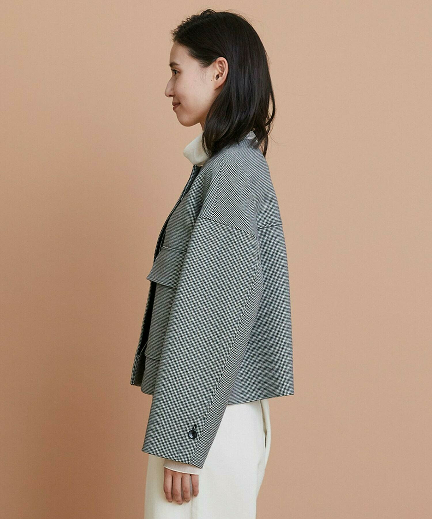 【L'EQUIPE】［eclat 2025年11月号掲載商品］【Lサイズ】バイカラーチェックノーカラージャケット 詳細画像 グレー系その他 9