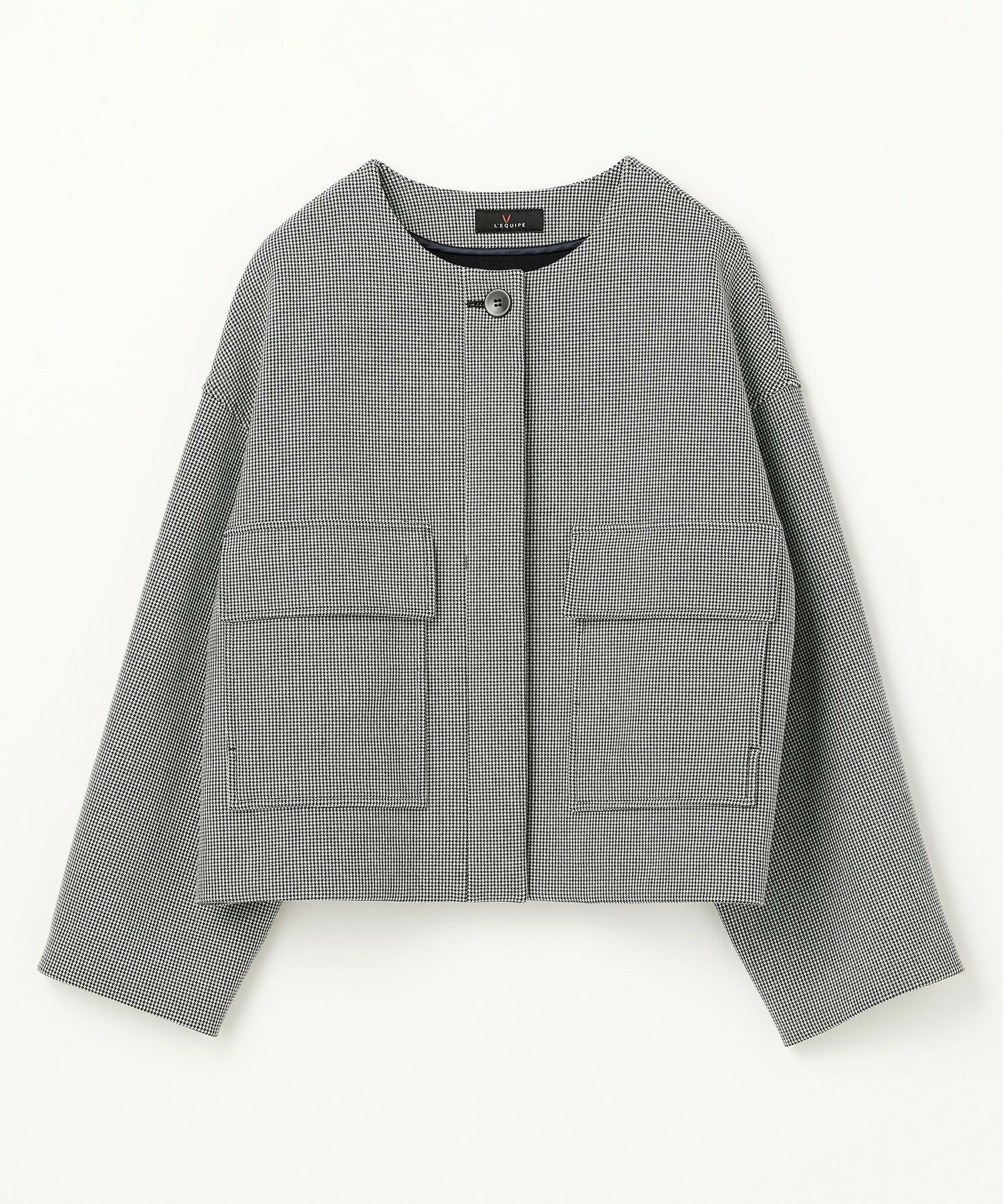 【L'EQUIPE】［eclat 2025年11月号掲載商品］【Lサイズ】バイカラーチェックノーカラージャケット 詳細画像 グレー系その他 1