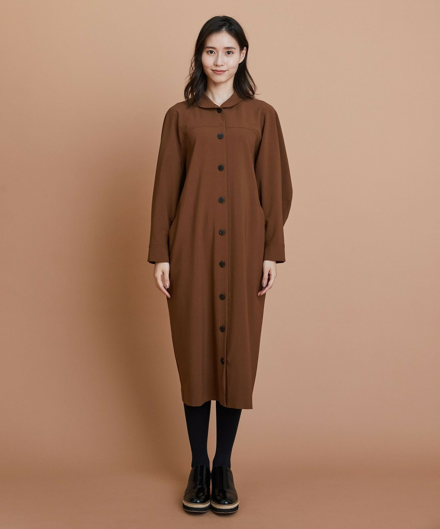 【L'EQUIPE】［eclat 2025年11月号掲載商品］【Lサイズ】トロストレッチワンピース 詳細画像 ブラウン 10