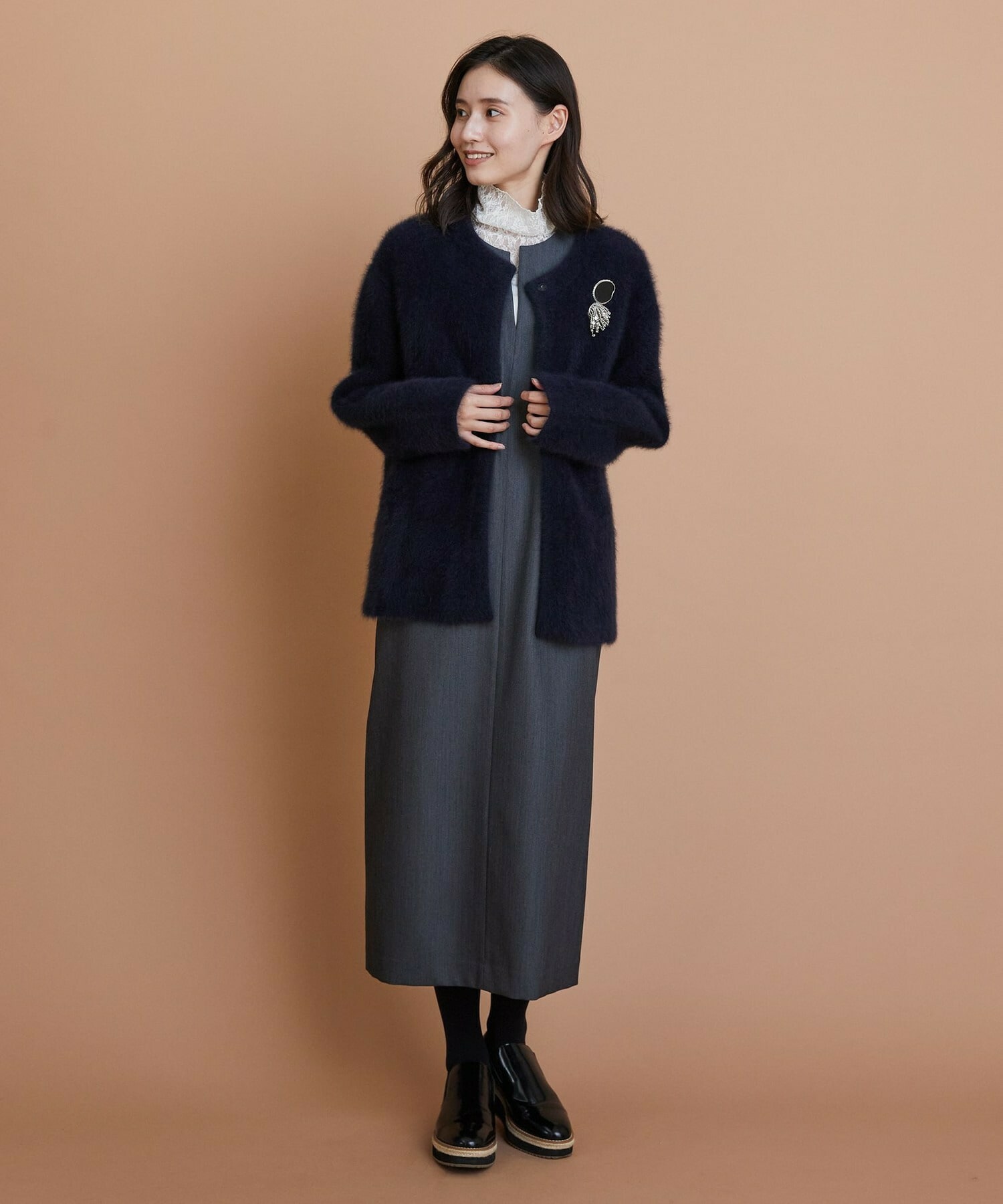 【L'EQUIPE】【Lサイズ】TWドビードスキンノースリーブワンピース 詳細画像 ブラック 3