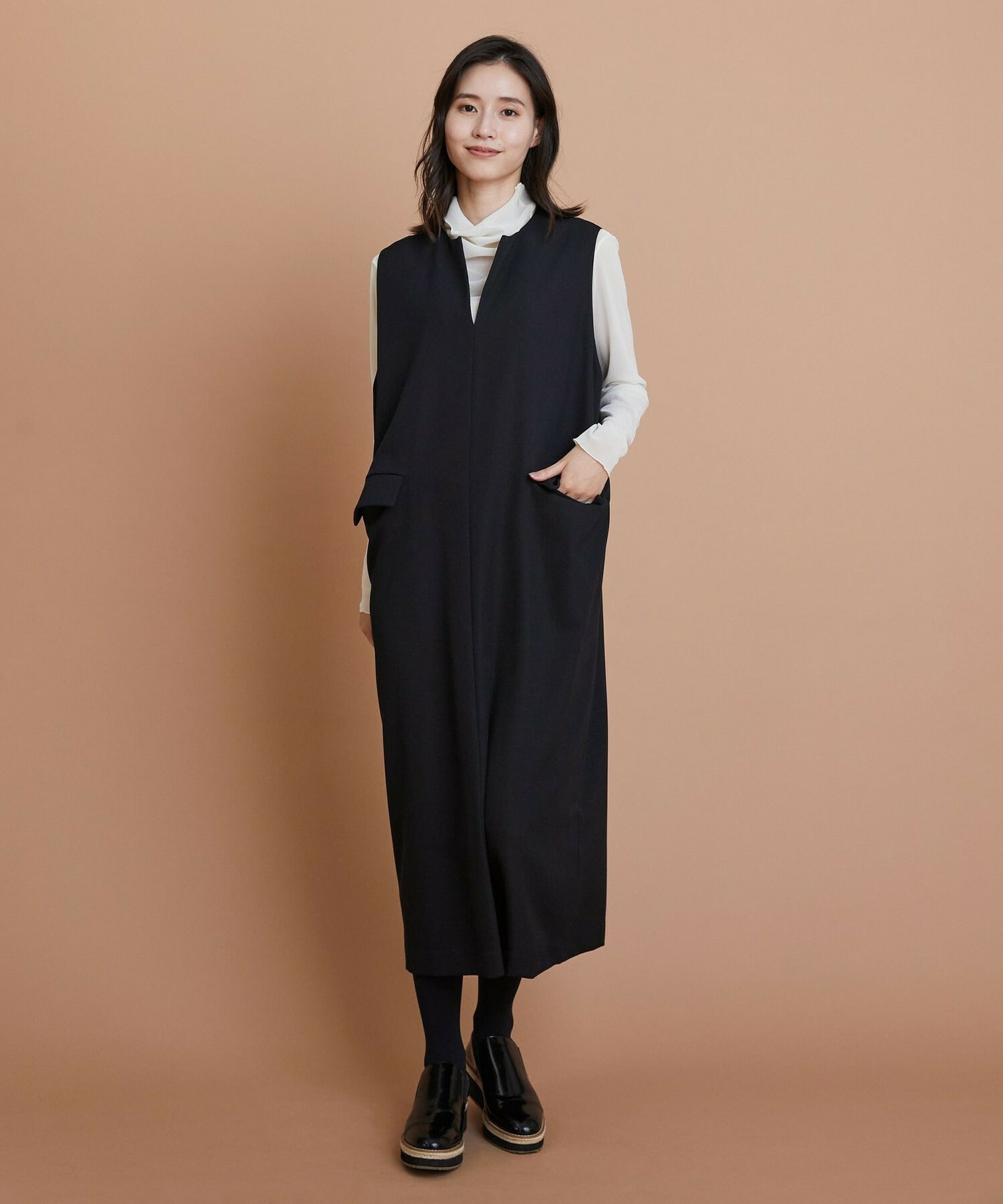 【L'EQUIPE】【Lサイズ】TWドビードスキンノースリーブワンピース 詳細画像 ブラック 4