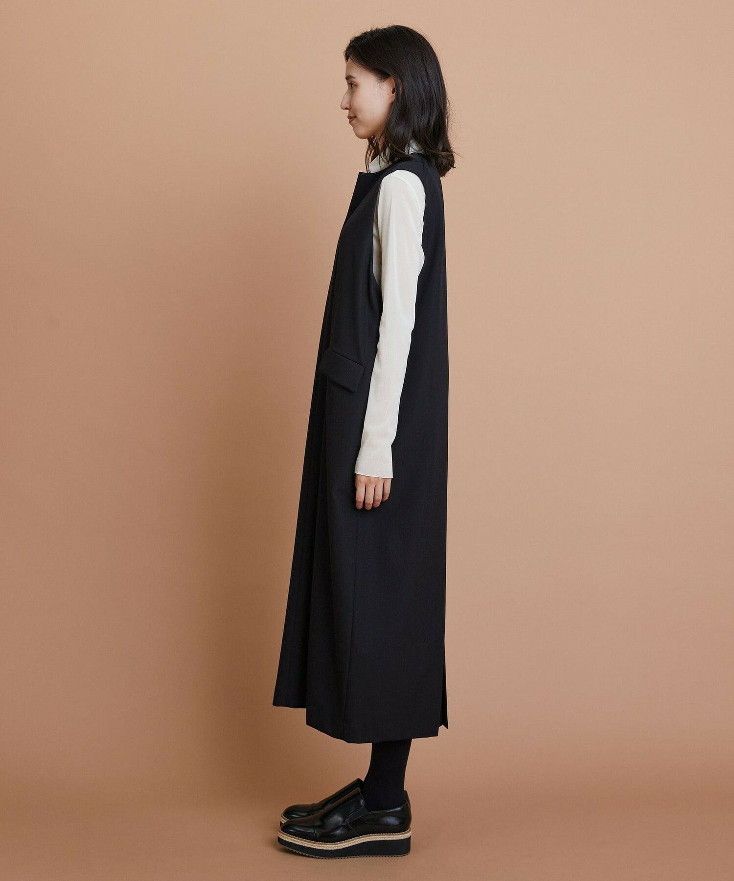 【L'EQUIPE】【Lサイズ】TWドビードスキンノースリーブワンピース 詳細画像 ブラック 7