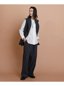 【L'EQUIPE】【Lサイズ】ウォッシャブルTR2wayストレートパンツ 詳細画像 チャコールグレー 3