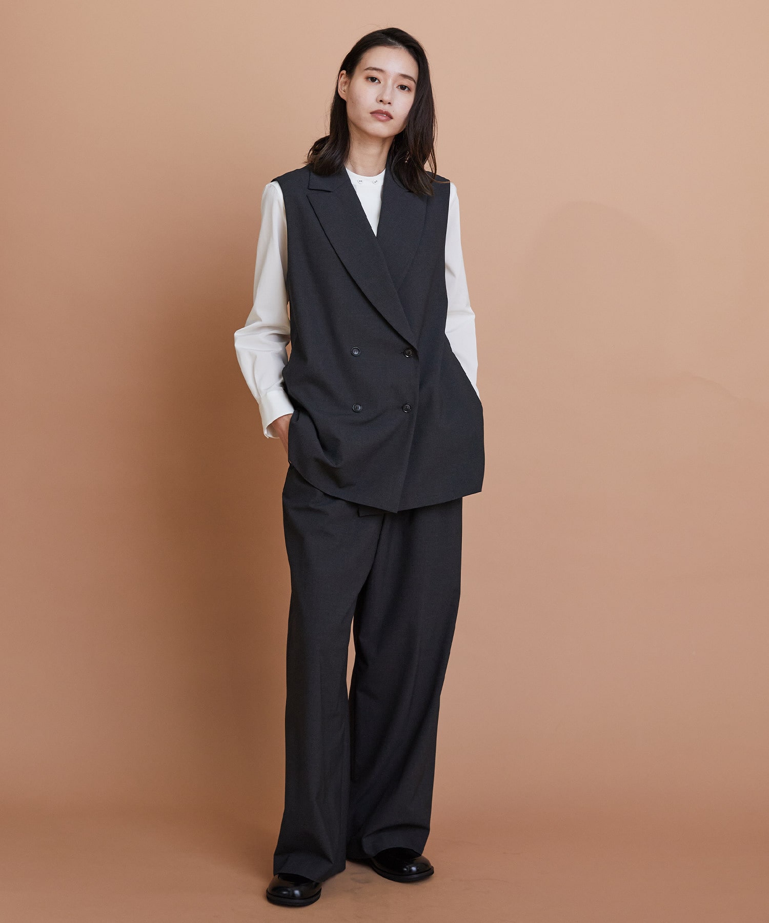 【L'EQUIPE】【Lサイズ】ウォッシャブルTR2wayストレートパンツ 詳細画像 チャコールグレー 1