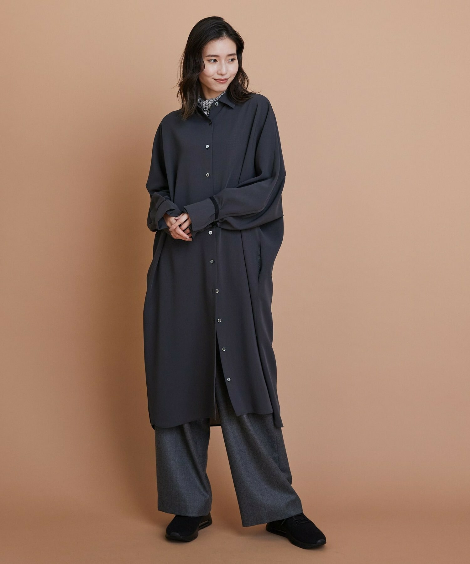 【L'EQUIPE】［eclat 2025年11月号掲載商品］【Lサイズ】ウールサキソニーストレートパンツ 詳細画像 チェック 1