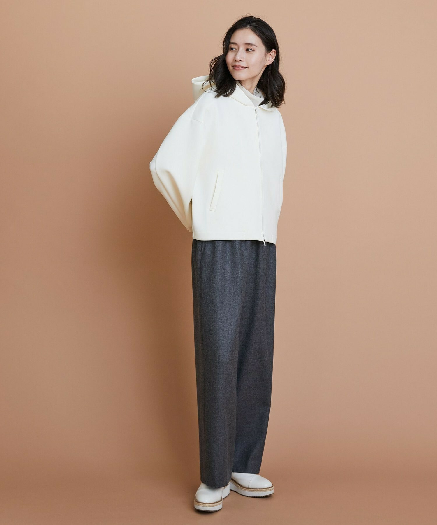 【L'EQUIPE】［eclat 2025年11月号掲載商品］【Lサイズ】ウールサキソニーストレートパンツ 詳細画像 チェック 3