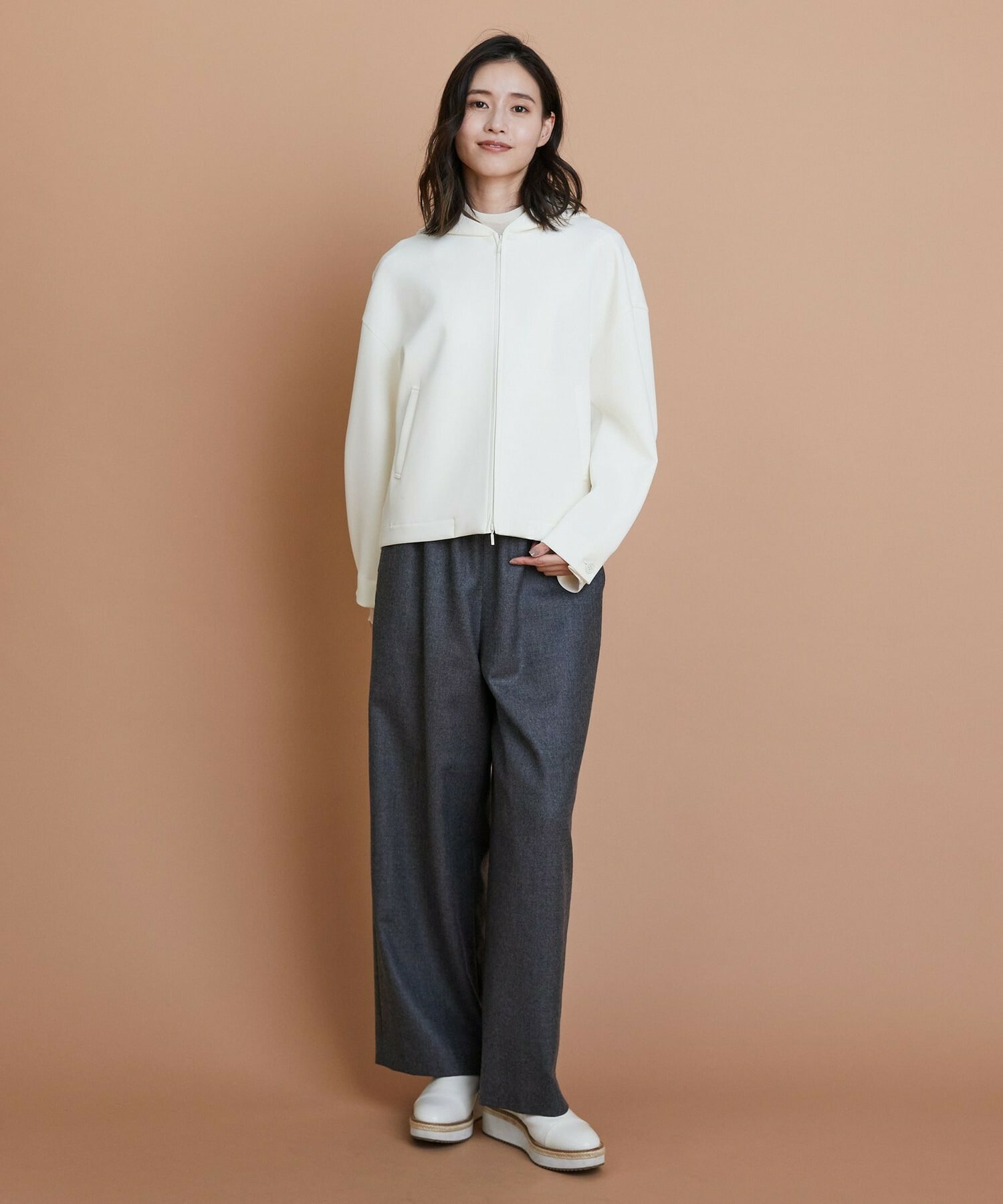 【L'EQUIPE】［eclat 2025年11月号掲載商品］【Lサイズ】ウールサキソニーストレートパンツ 詳細画像 チェック 4