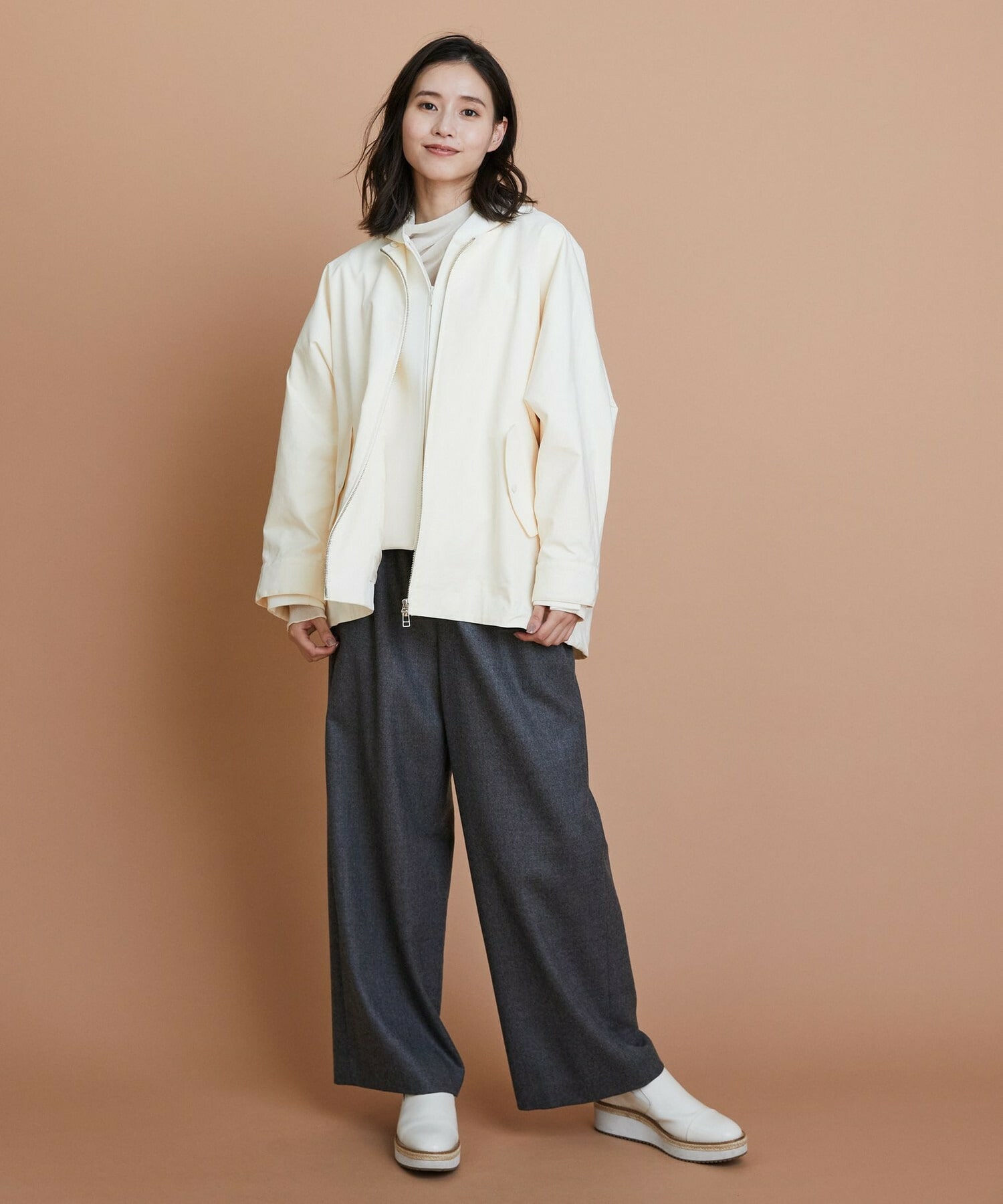 【L'EQUIPE】［eclat 2025年11月号掲載商品］【Lサイズ】ウールサキソニーストレートパンツ 詳細画像 チェック 5