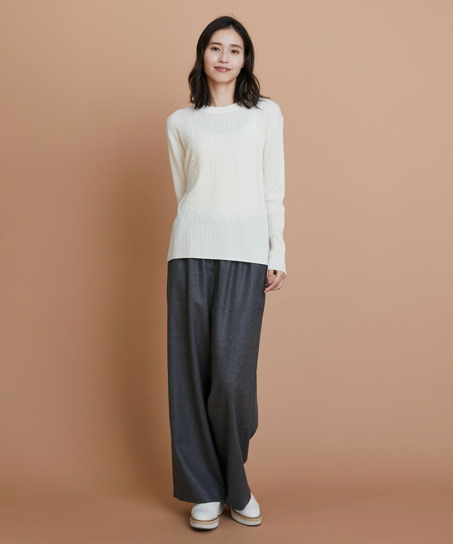 【L'EQUIPE】［eclat 2025年11月号掲載商品］【Lサイズ】ウールサキソニーストレートパンツ 詳細画像 チェック 6