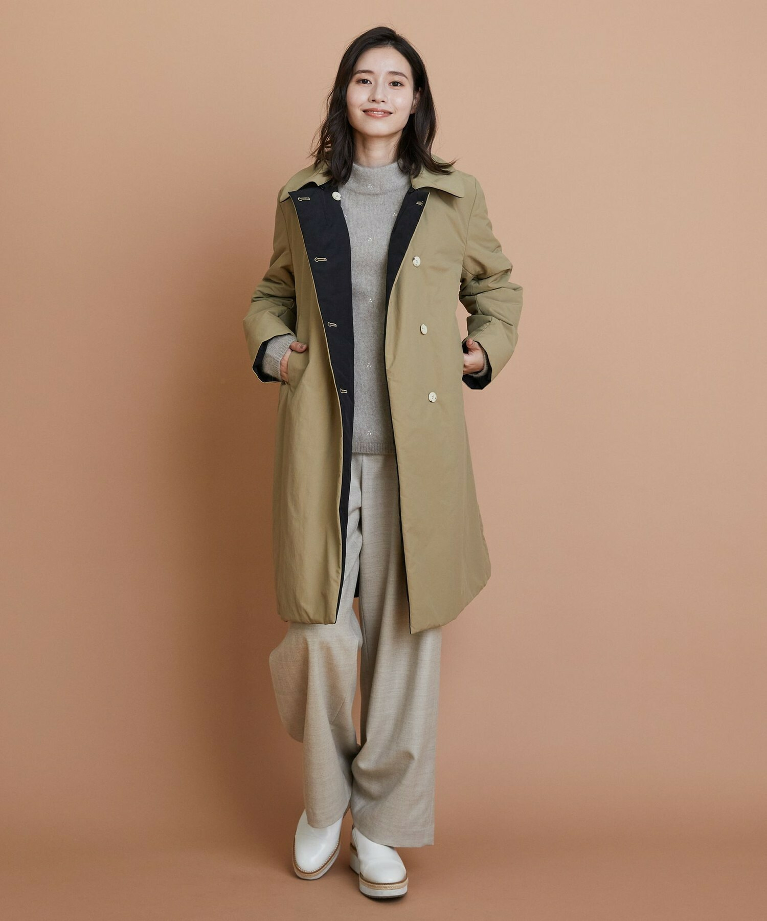 【L'EQUIPE】［eclat 2025年11月号掲載商品］【Lサイズ】ヘリンボーンサキソニーパンツ 詳細画像 ベージュ 7