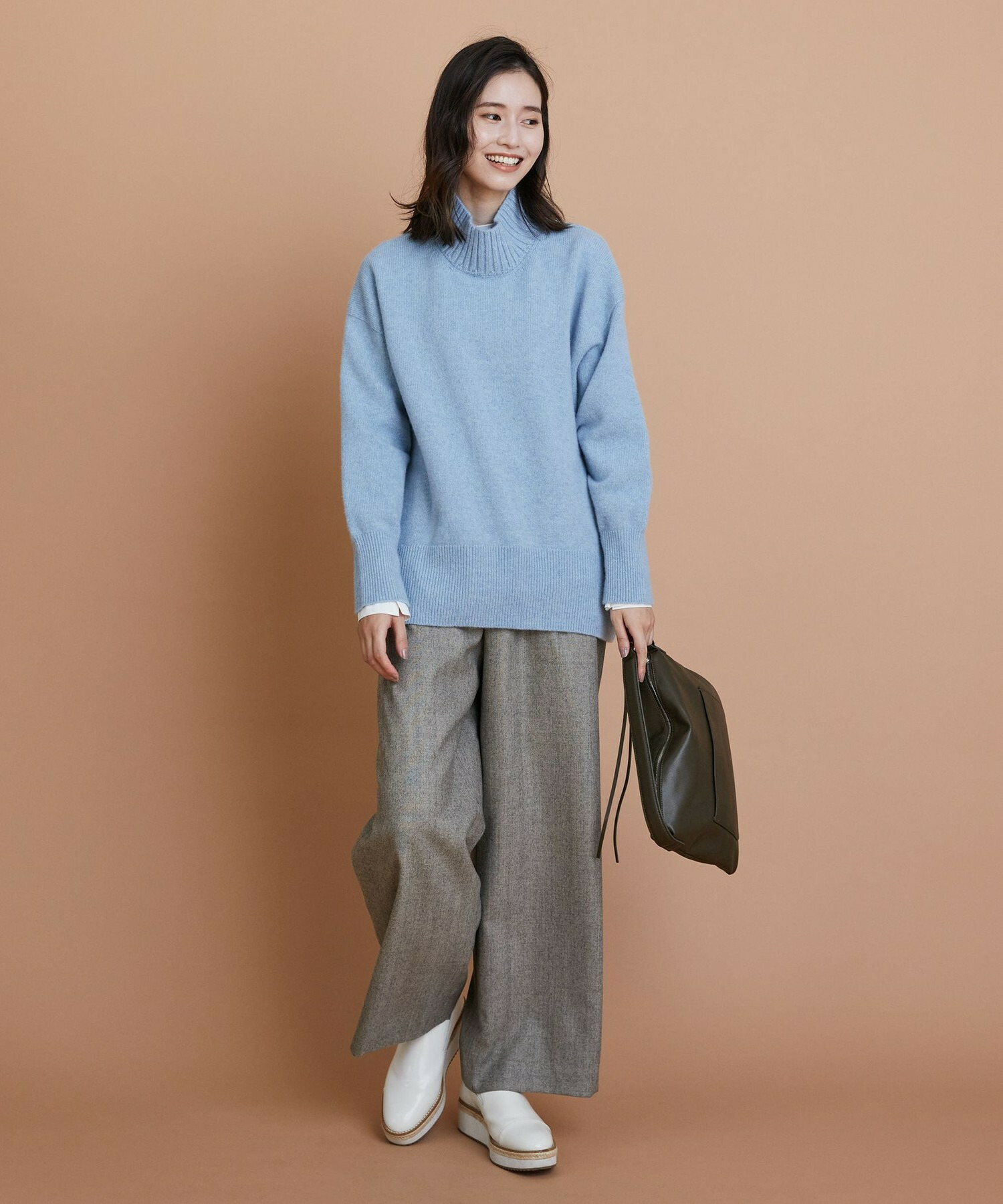 【L'EQUIPE】［eclat 2025年11月号掲載商品］【Lサイズ】ヘリンボーンサキソニーパンツ 詳細画像 ベージュ 9