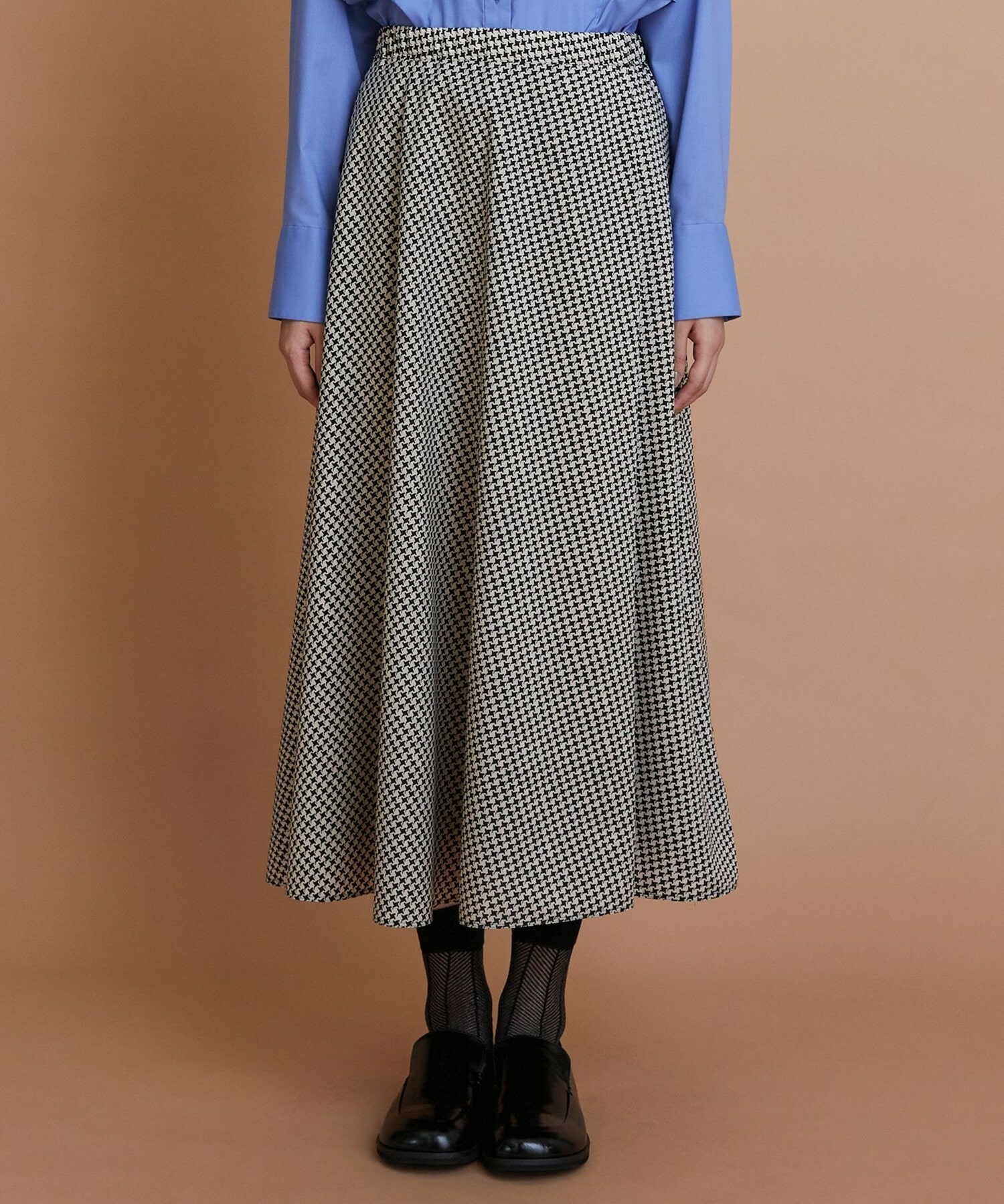 【L'EQUIPE】【Lサイズ】ハウンドトゥースプリントスカート 詳細画像 ブラック系その他 6