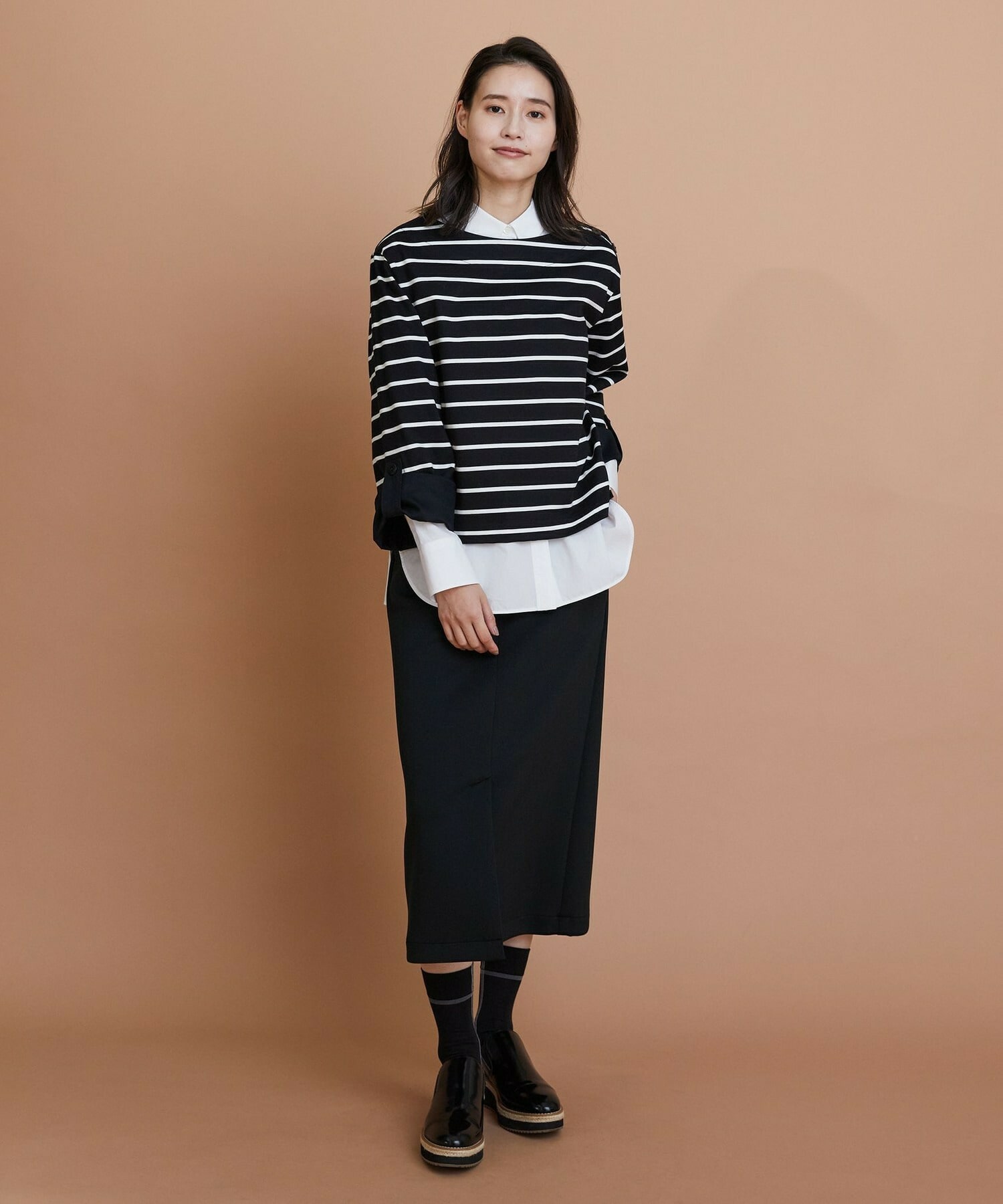 【L'EQUIPE】【Lサイズ】エアリージャージータイトスカート 詳細画像 ブラック 1