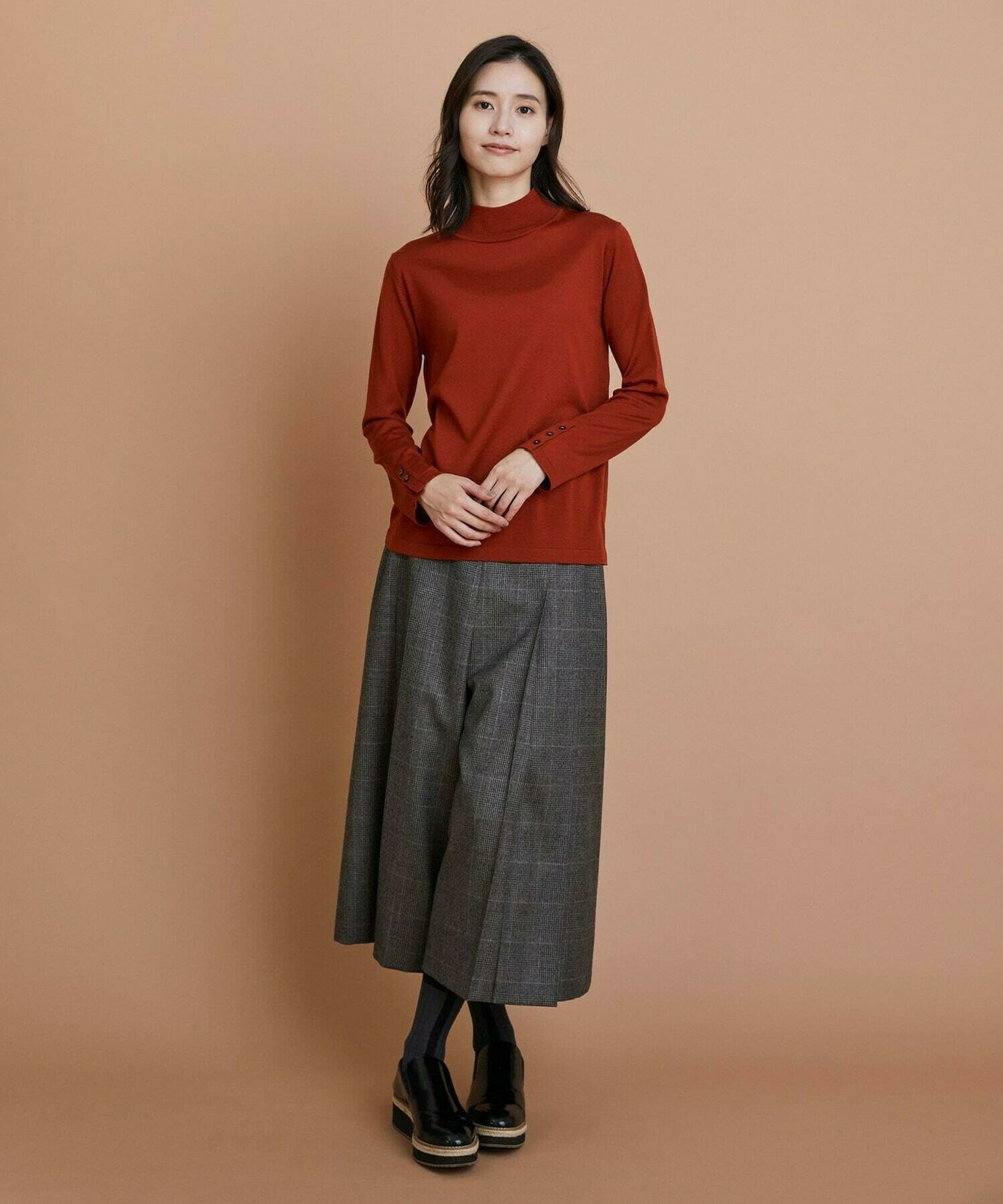 【L'EQUIPE】［eclat 2025年11月号掲載商品］【Lサイズ】ウール梳毛ハイネックニット 詳細画像 ブラウン 1