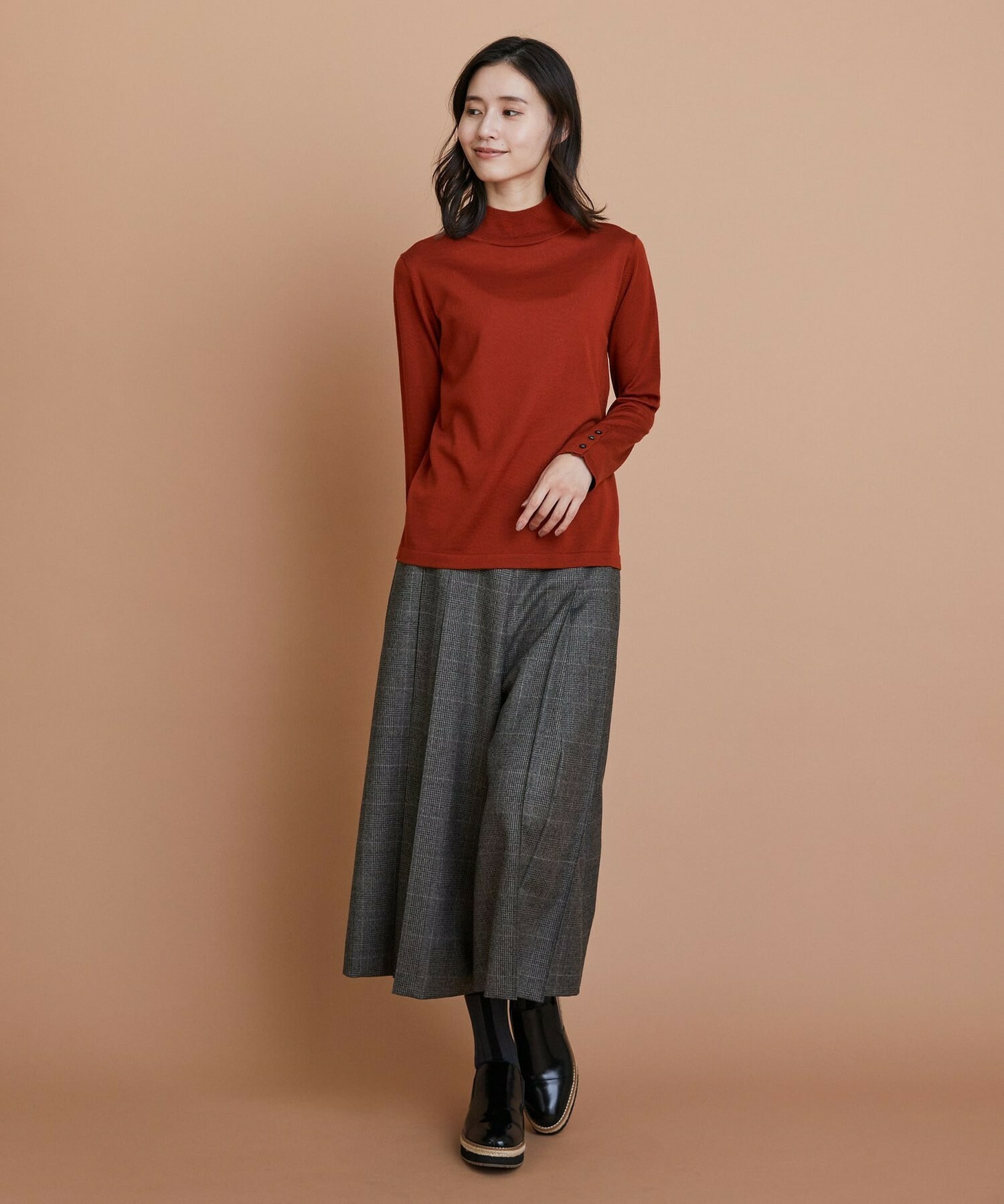 【L'EQUIPE】［eclat 2025年11月号掲載商品］【Lサイズ】ウール梳毛ハイネックニット 詳細画像 ブラウン 2