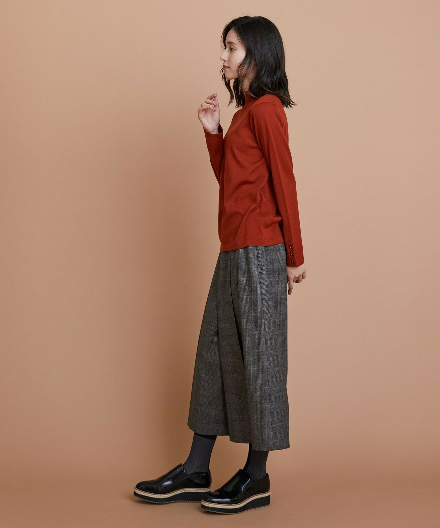 【L'EQUIPE】［eclat 2025年11月号掲載商品］【Lサイズ】ウール梳毛ハイネックニット 詳細画像 ブラウン 3