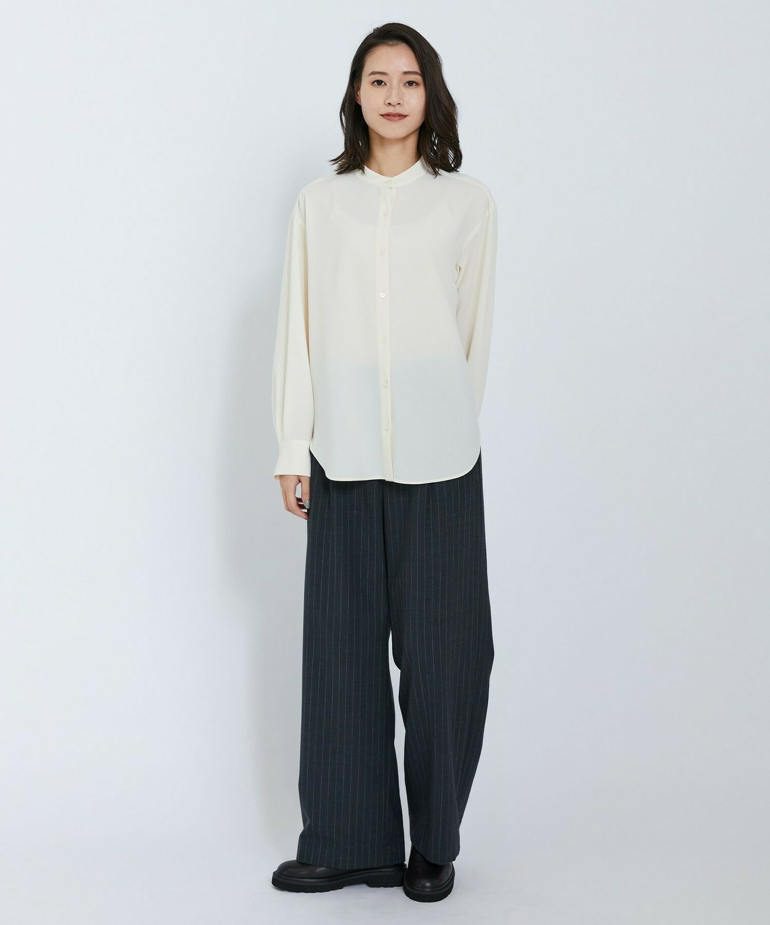 【L'EQUIPE】ドレーピーシャーティングブラウス 詳細画像 ネイビー 1