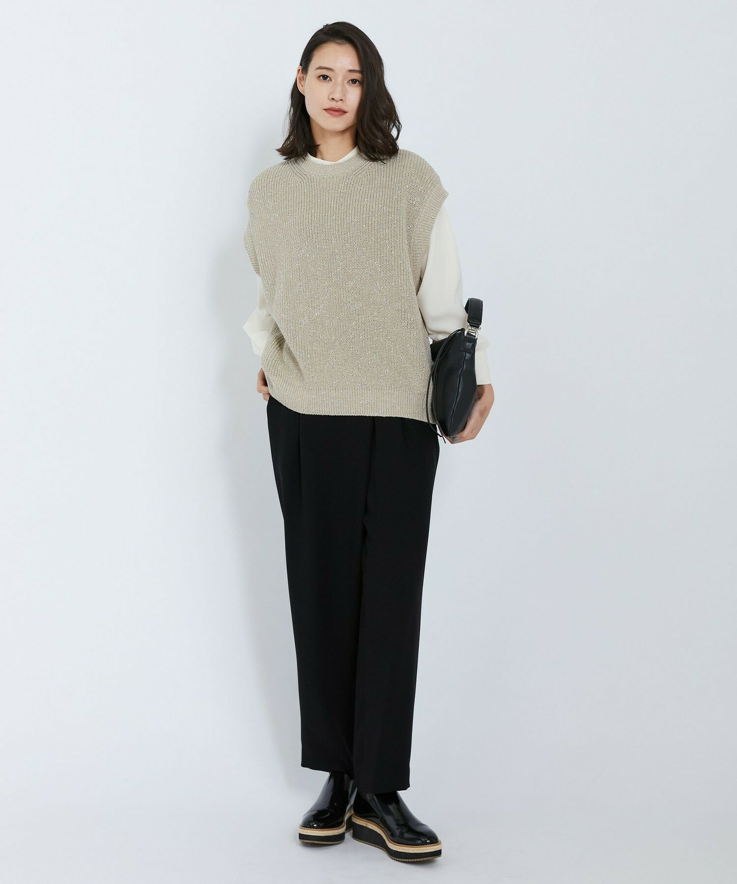 【L'EQUIPE】ドレーピーシャーティングブラウス 詳細画像 ネイビー 10