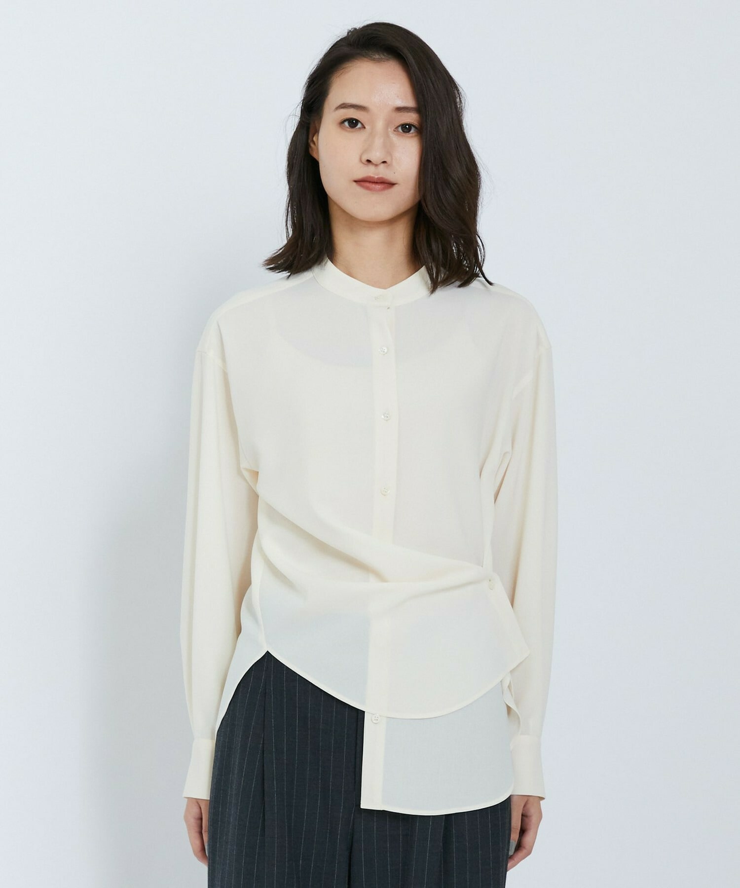 【L'EQUIPE】ドレーピーシャーティングブラウス 詳細画像 ネイビー 17