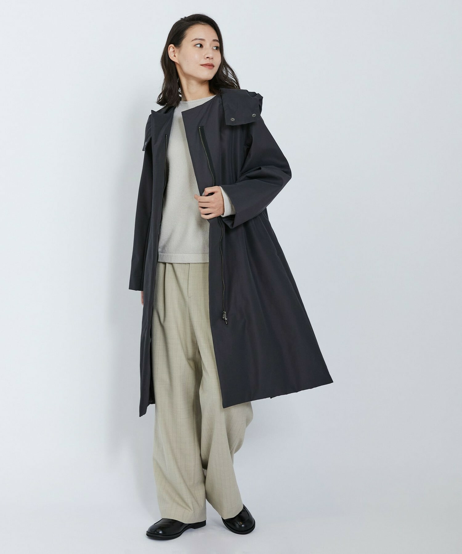 【L'EQUIPE】リサイクルナイロンコットンコート 詳細画像 チャコール 11