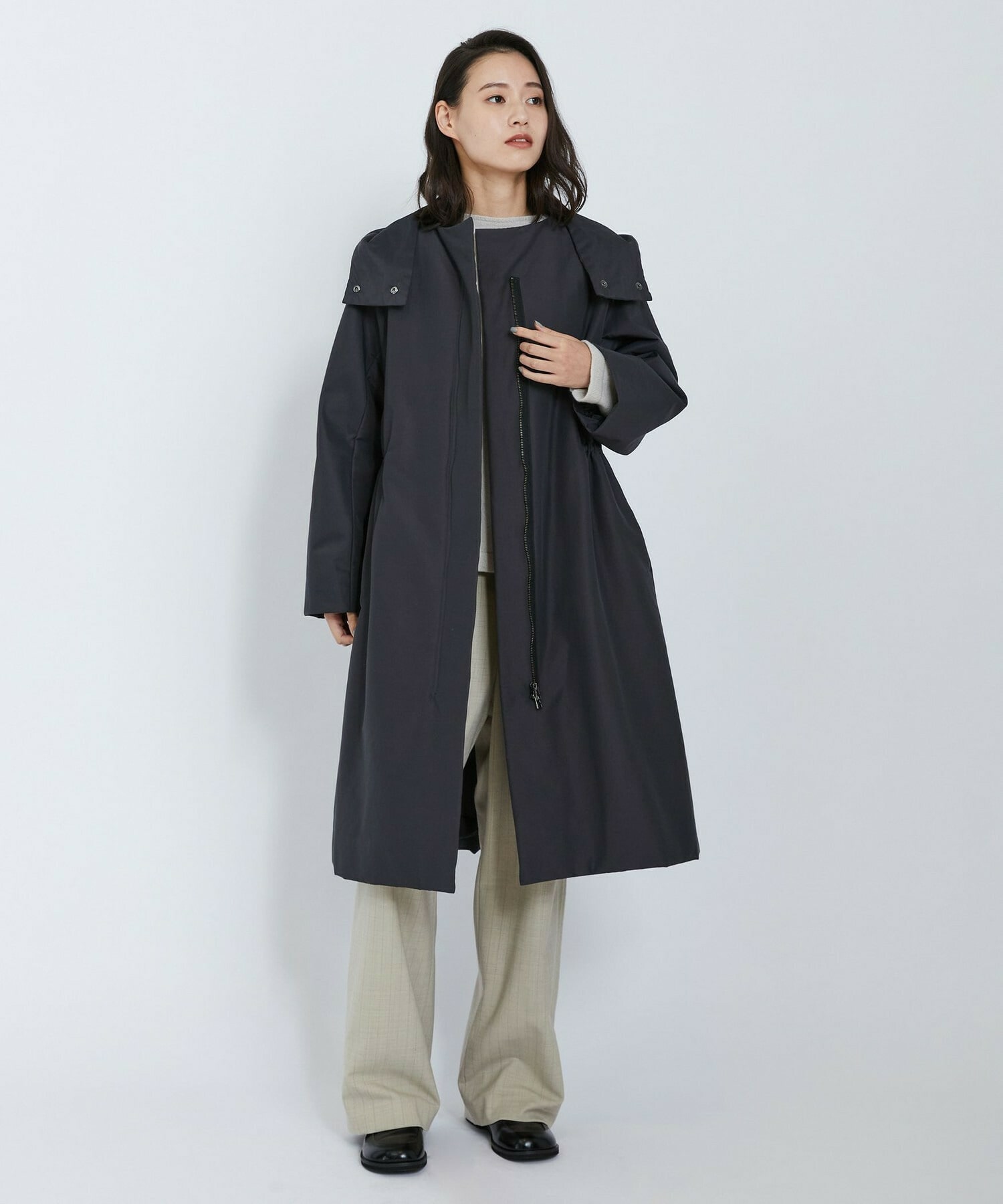 【L'EQUIPE】リサイクルナイロンコットンコート 詳細画像 チャコール 14