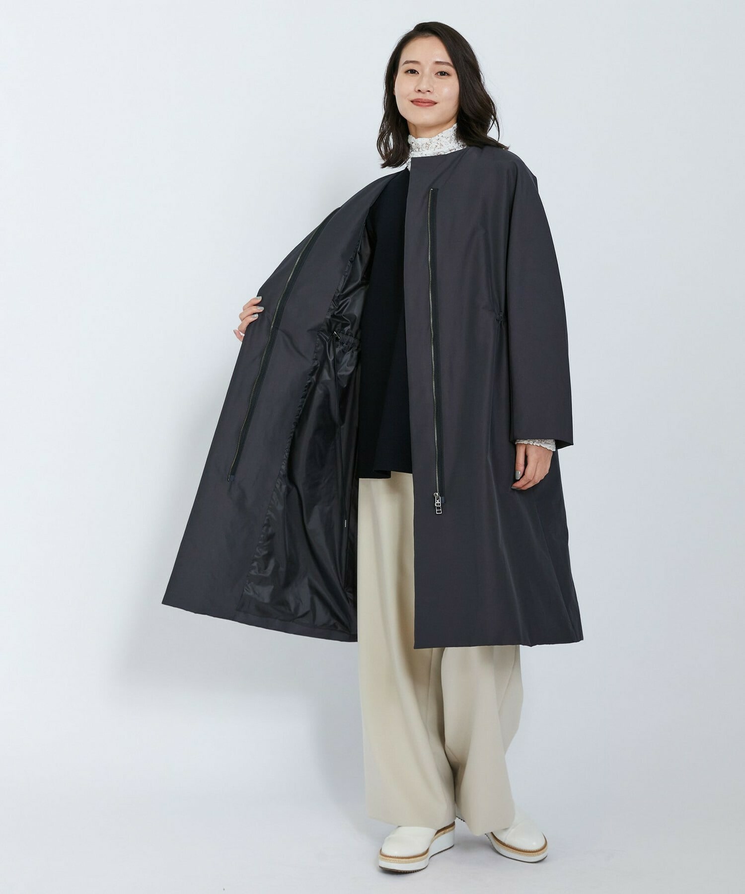 【L'EQUIPE】リサイクルナイロンコットンコート 詳細画像 チャコール 15