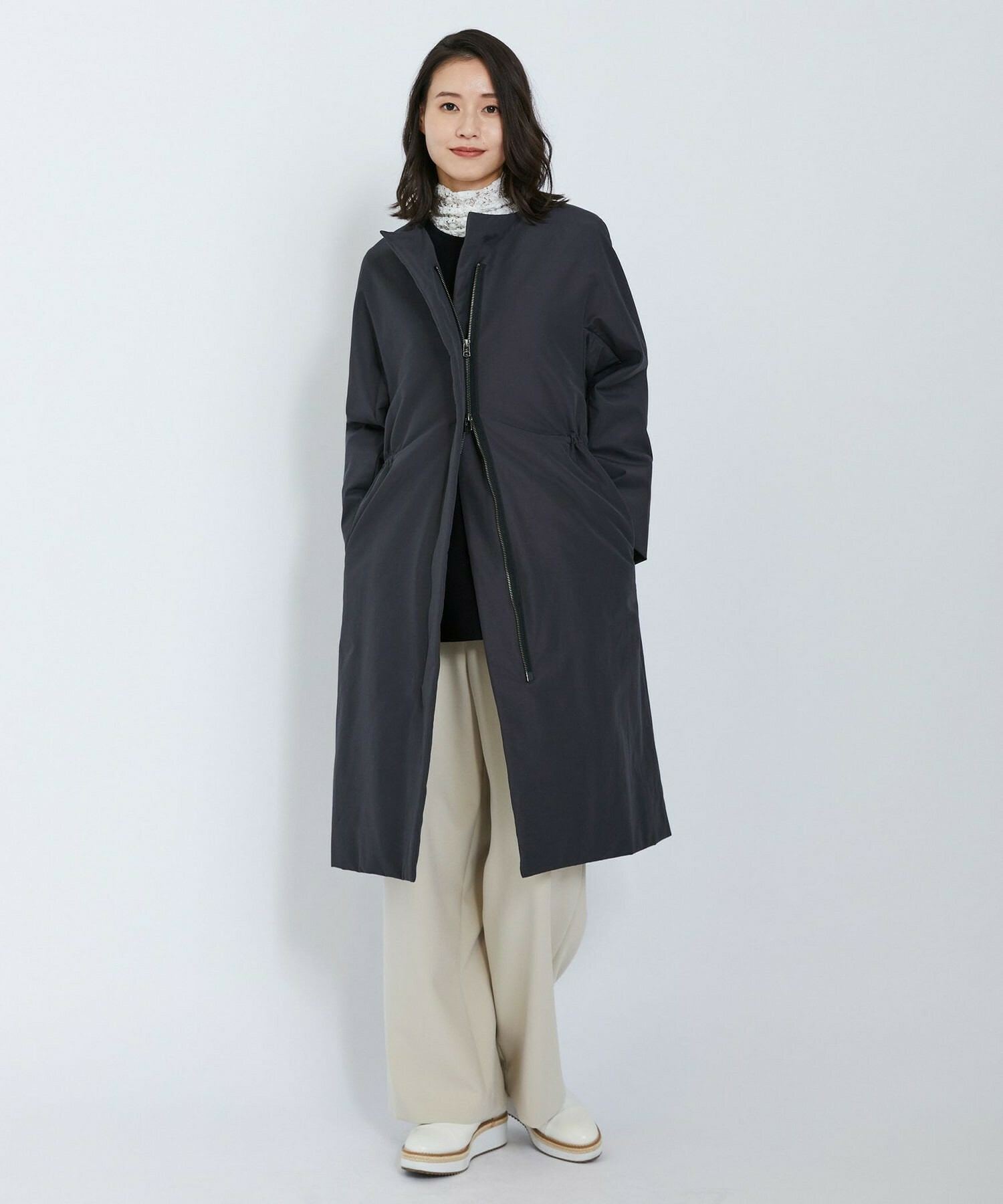 【L'EQUIPE】リサイクルナイロンコットンコート 詳細画像 チャコール 16