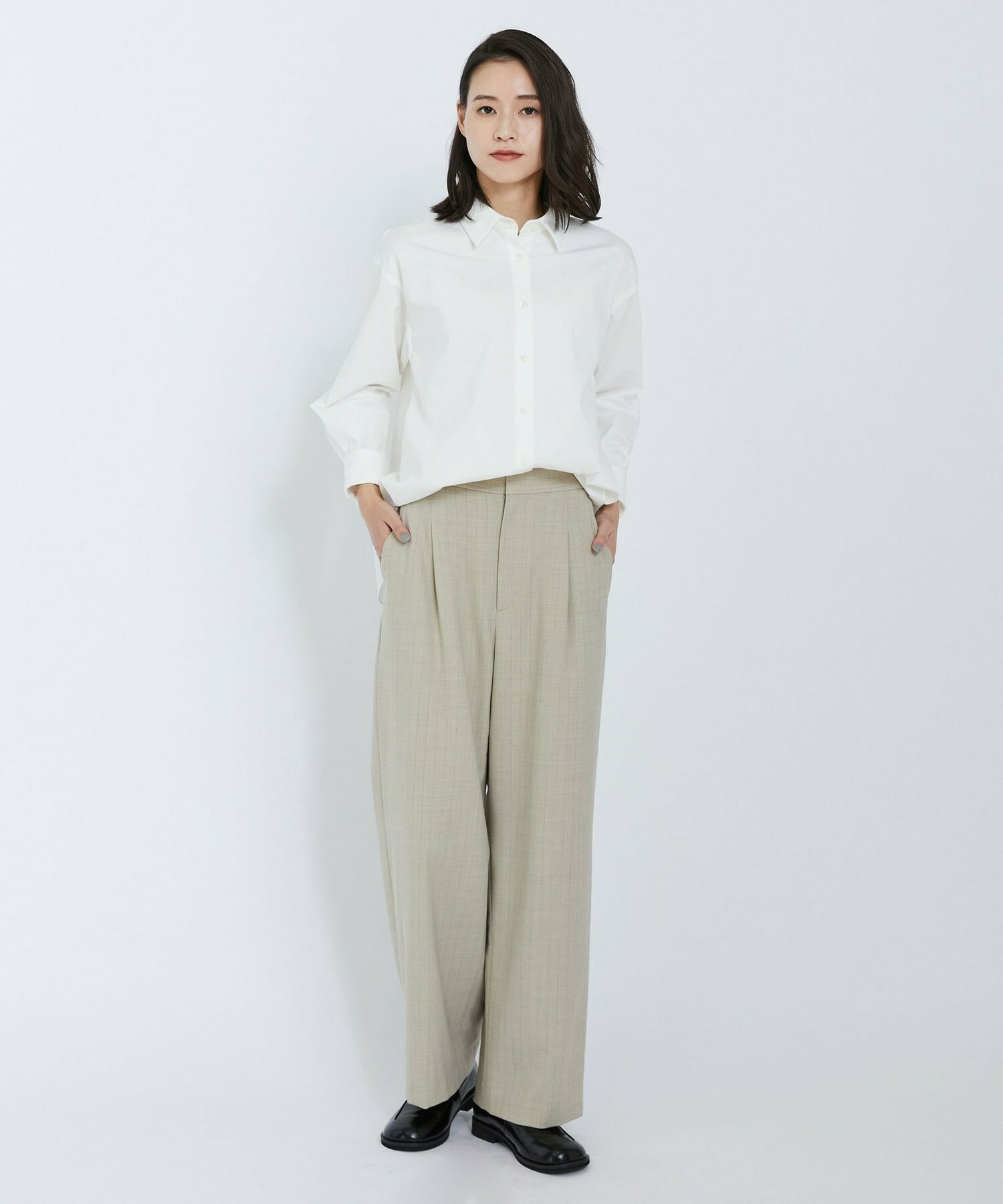 【L'EQUIPE】2wayピンストライプパンツ 詳細画像 チャコールグレー 1