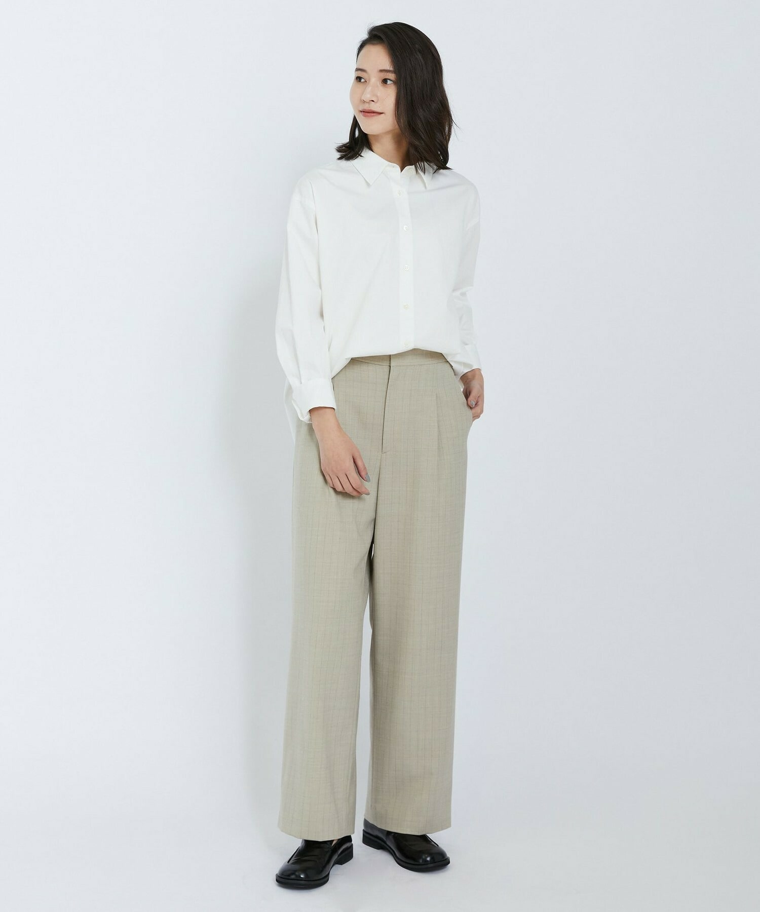 【L'EQUIPE】2wayピンストライプパンツ 詳細画像 チャコールグレー 2