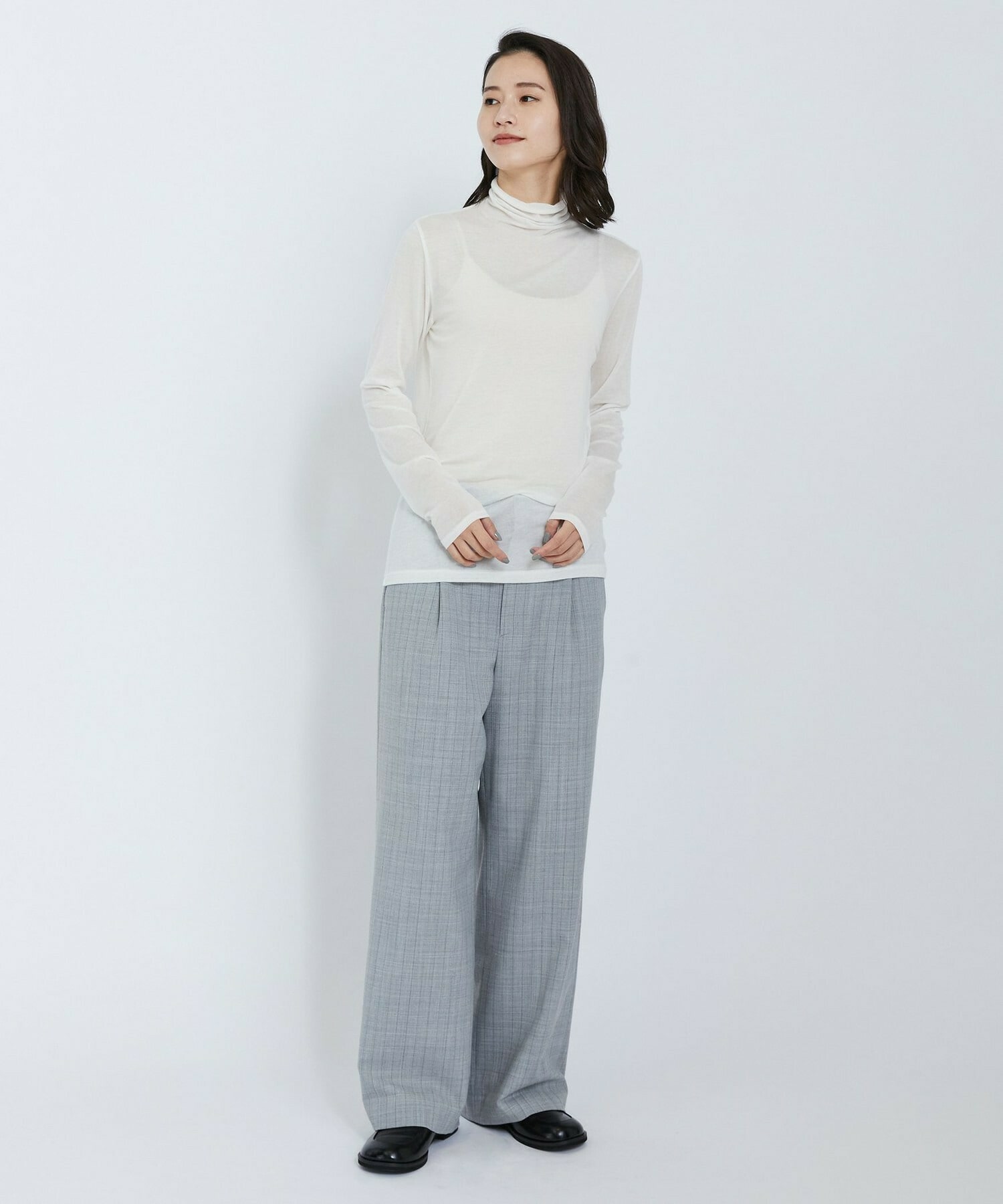 【L'EQUIPE】カシミヤシルクシアージャージカットソー 詳細画像 ブラック 1