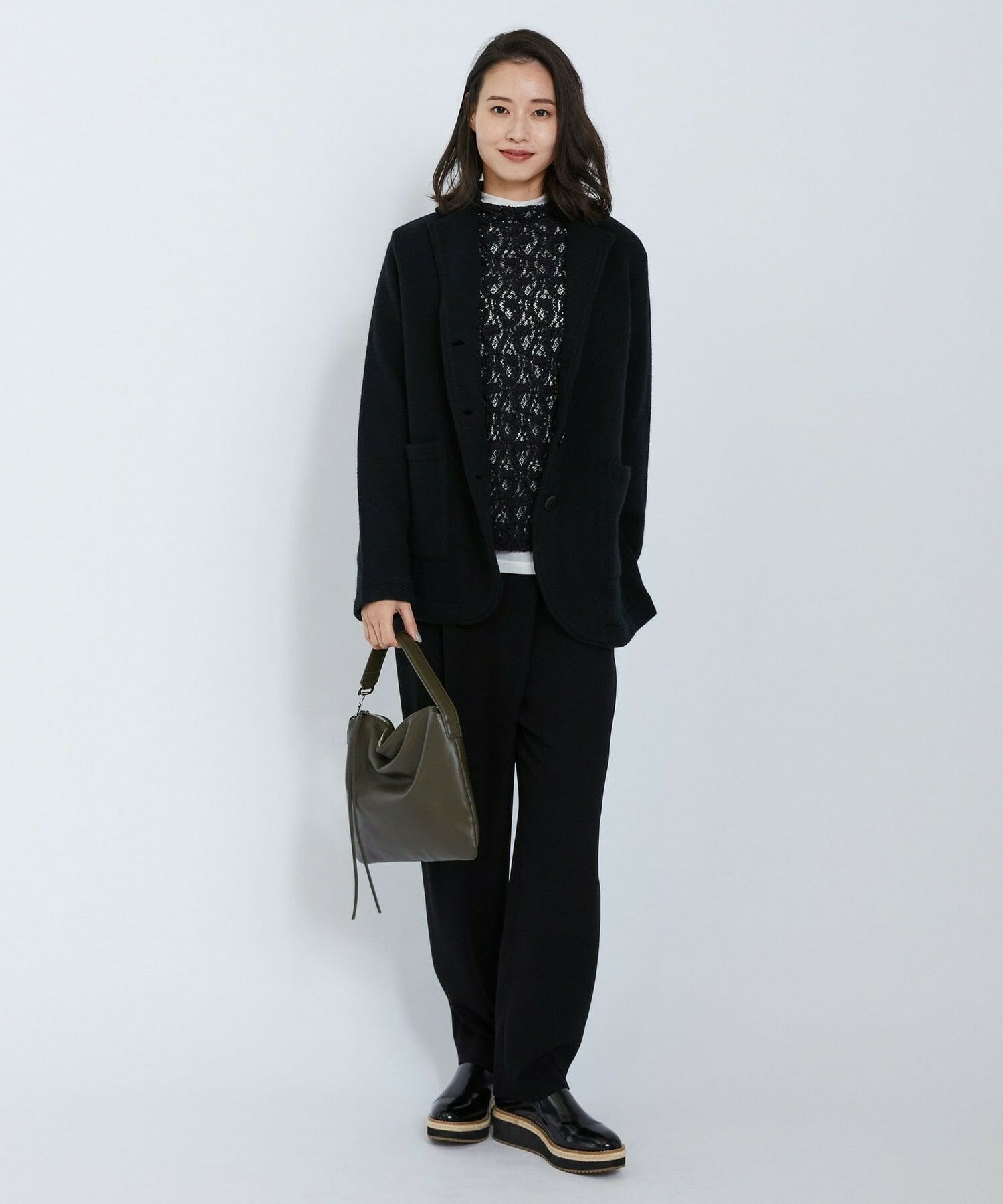 【L'EQUIPE】カシミヤシルクシアージャージカットソー 詳細画像 ブラック 15