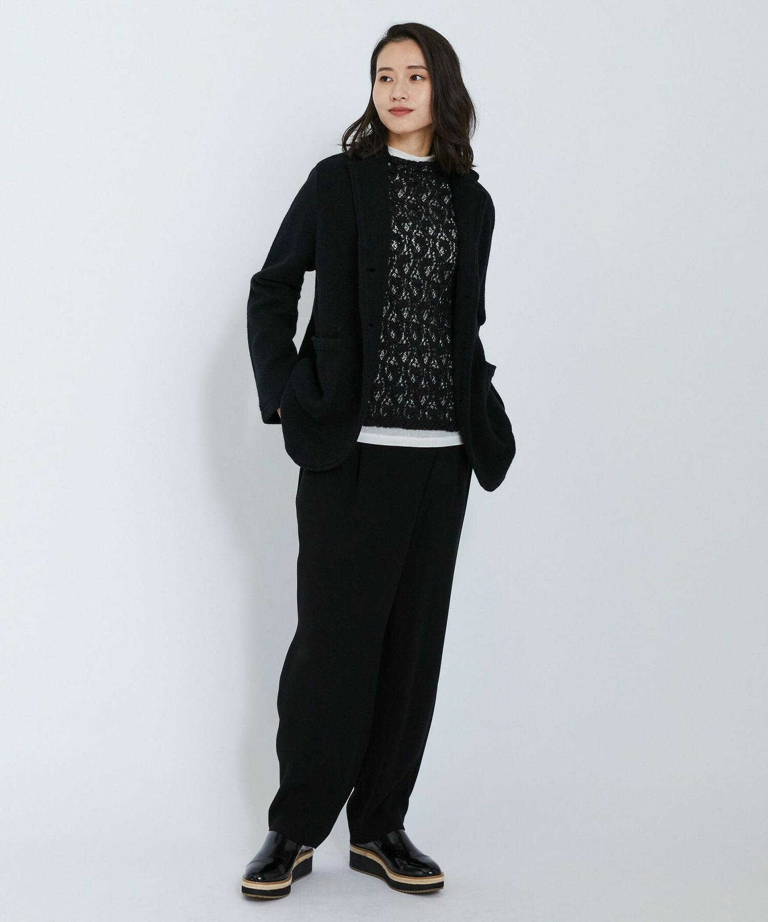 【L'EQUIPE】カシミヤシルクシアージャージカットソー 詳細画像 ブラック 16