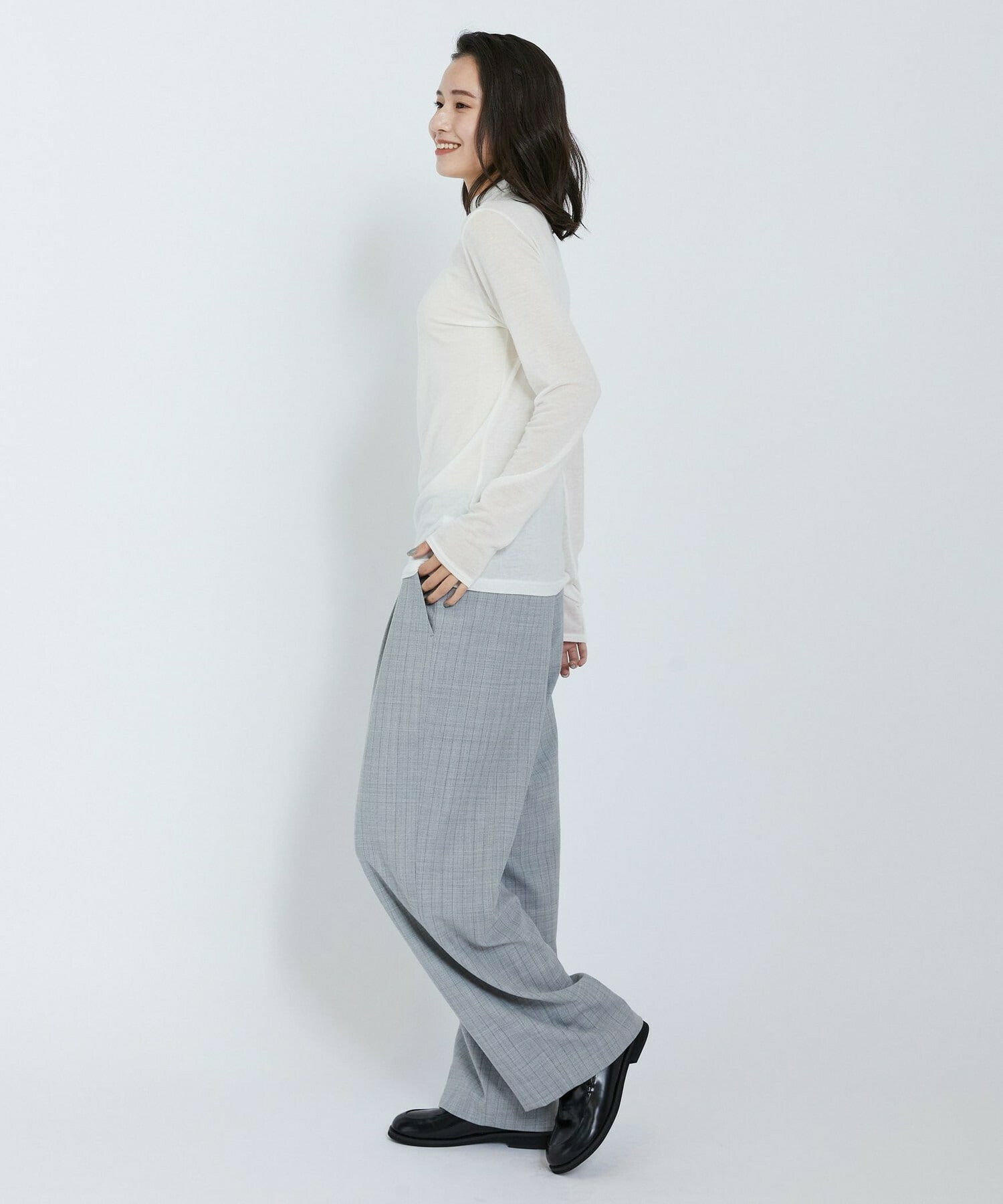 【L'EQUIPE】カシミヤシルクシアージャージカットソー 詳細画像 ブラック 2