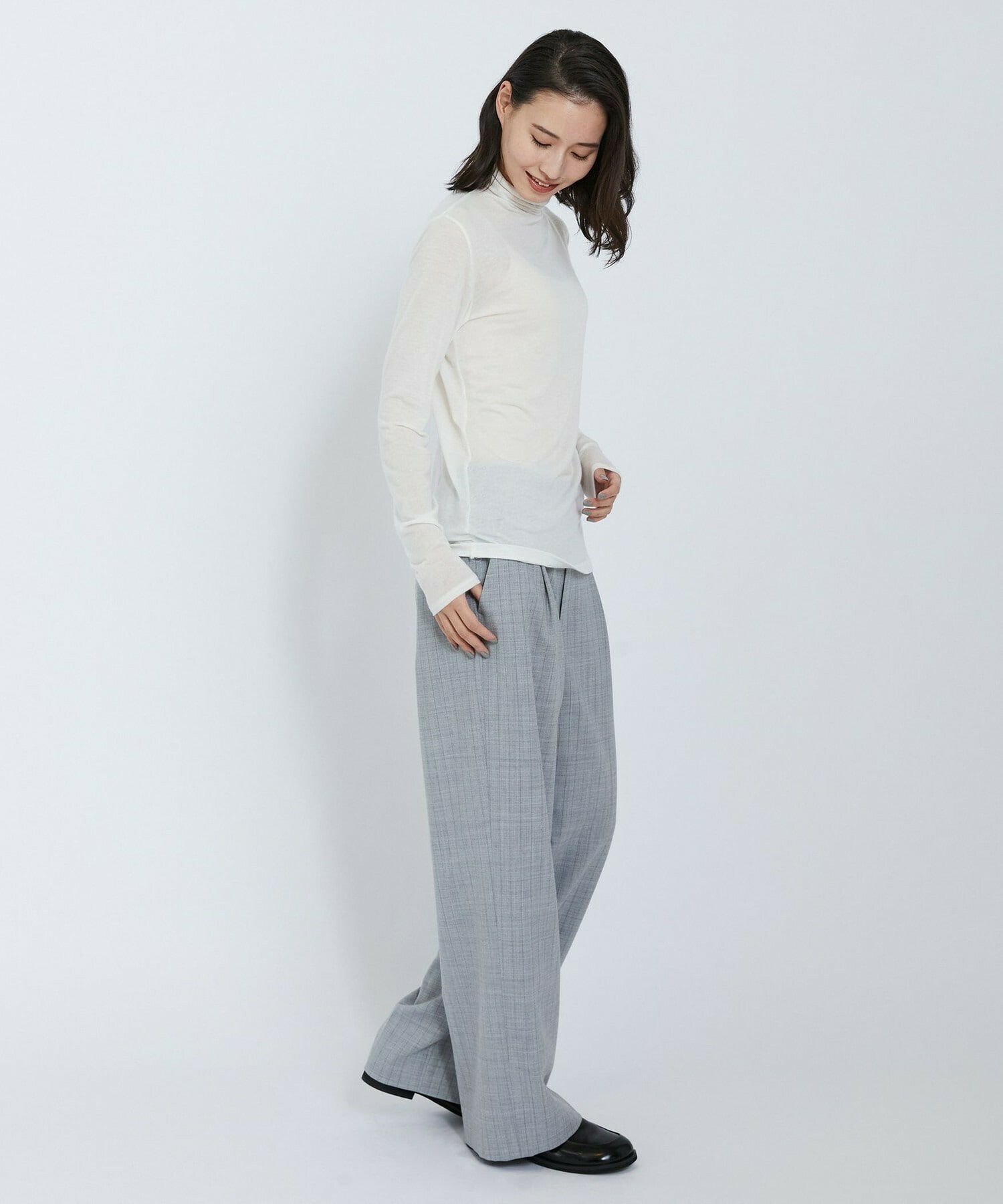 【L'EQUIPE】カシミヤシルクシアージャージカットソー 詳細画像 ブラック 4