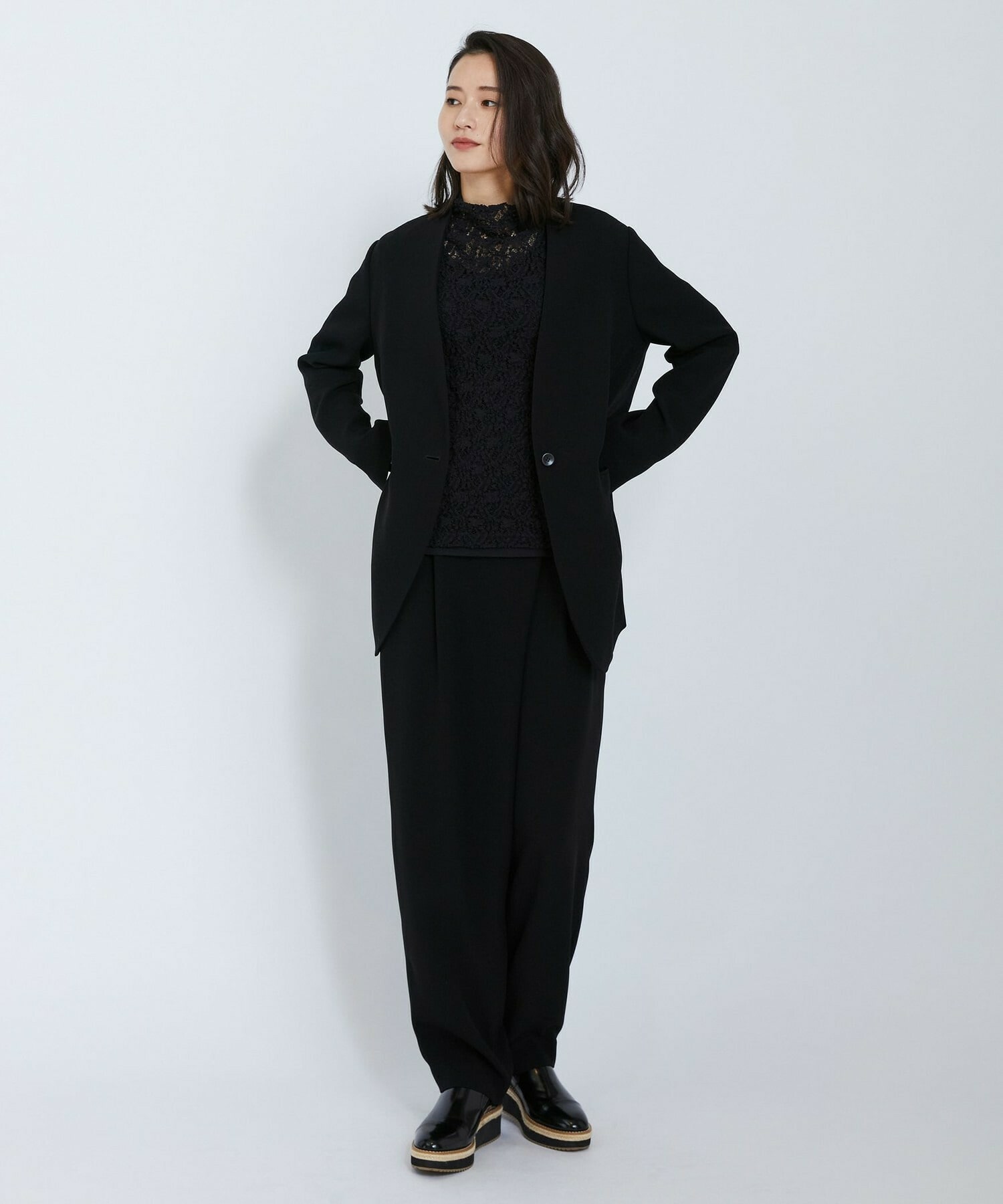 【L'EQUIPE】フラワーレースカットソー 詳細画像 ブラック 3