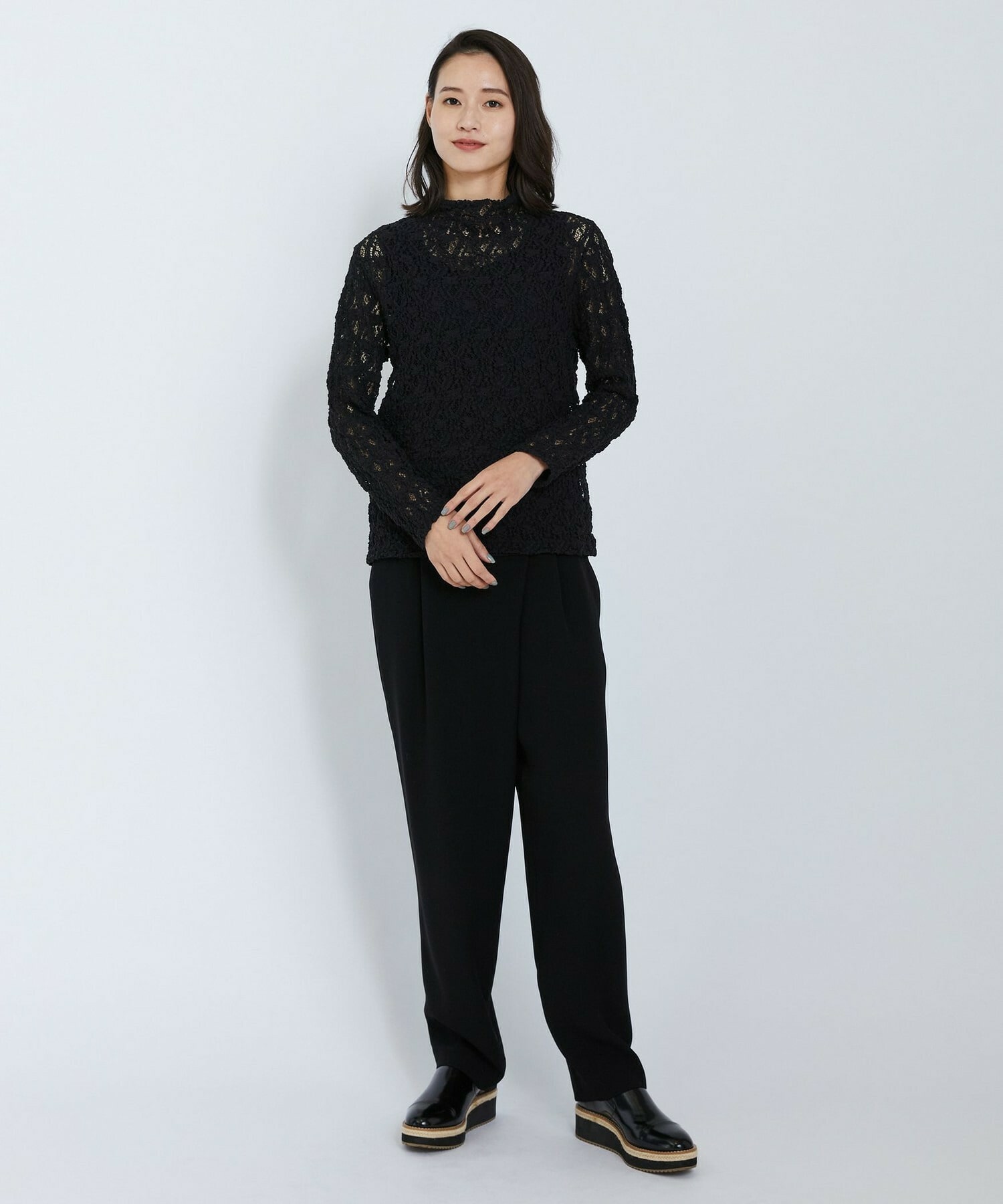 【L'EQUIPE】フラワーレースカットソー 詳細画像 ブラック 5