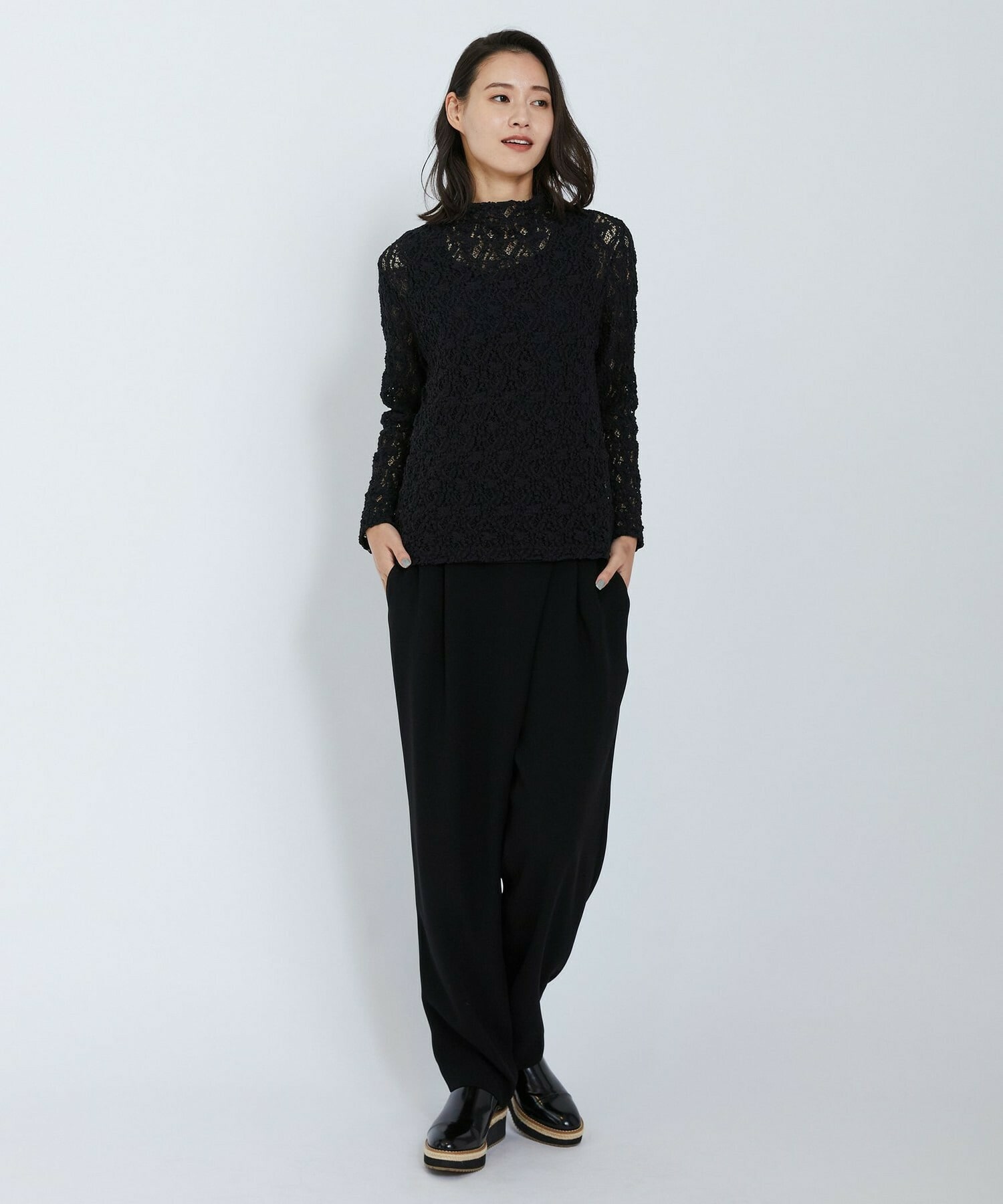 【L'EQUIPE】フラワーレースカットソー 詳細画像 ブラック 6