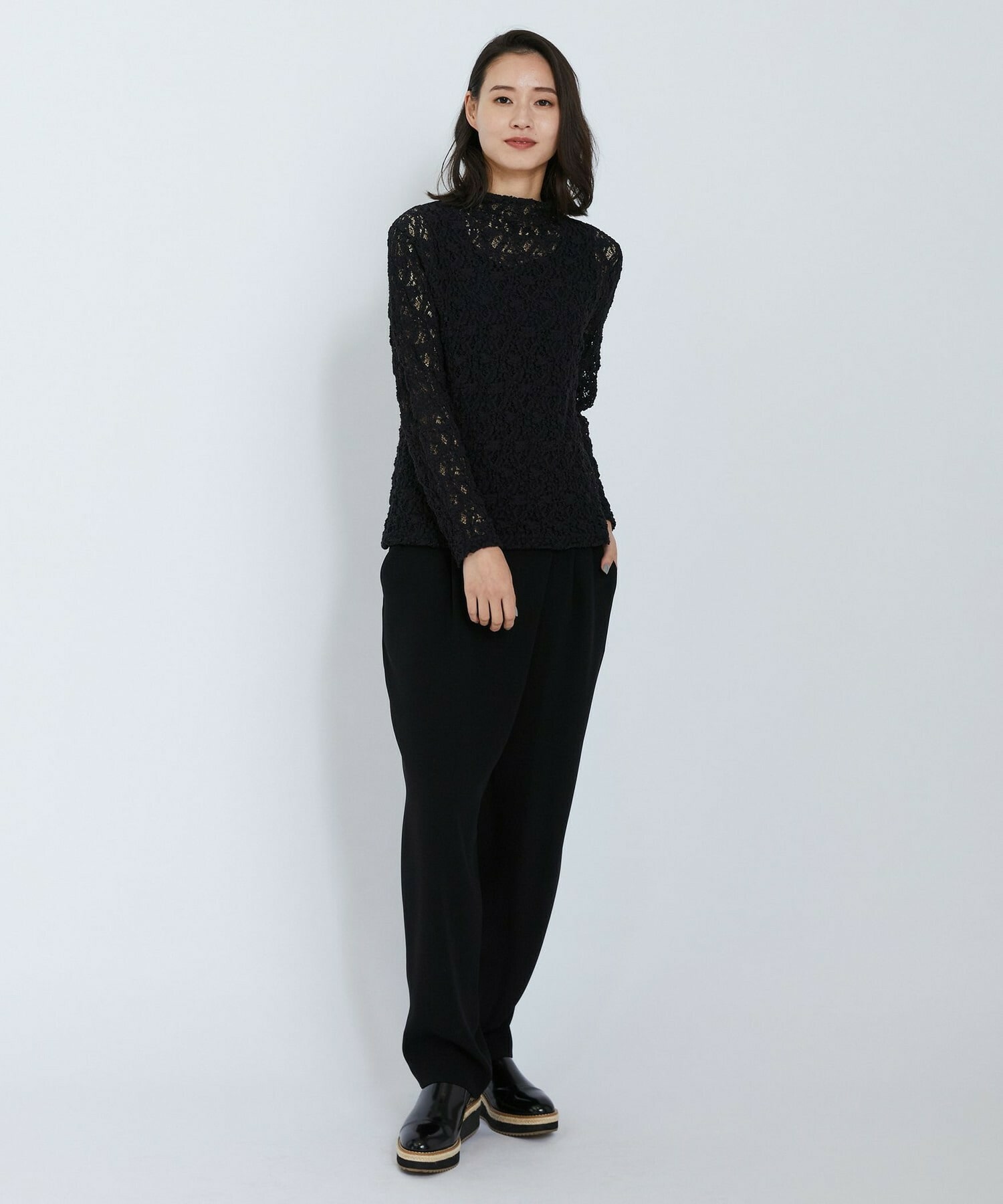 【L'EQUIPE】フラワーレースカットソー 詳細画像 ブラック 7