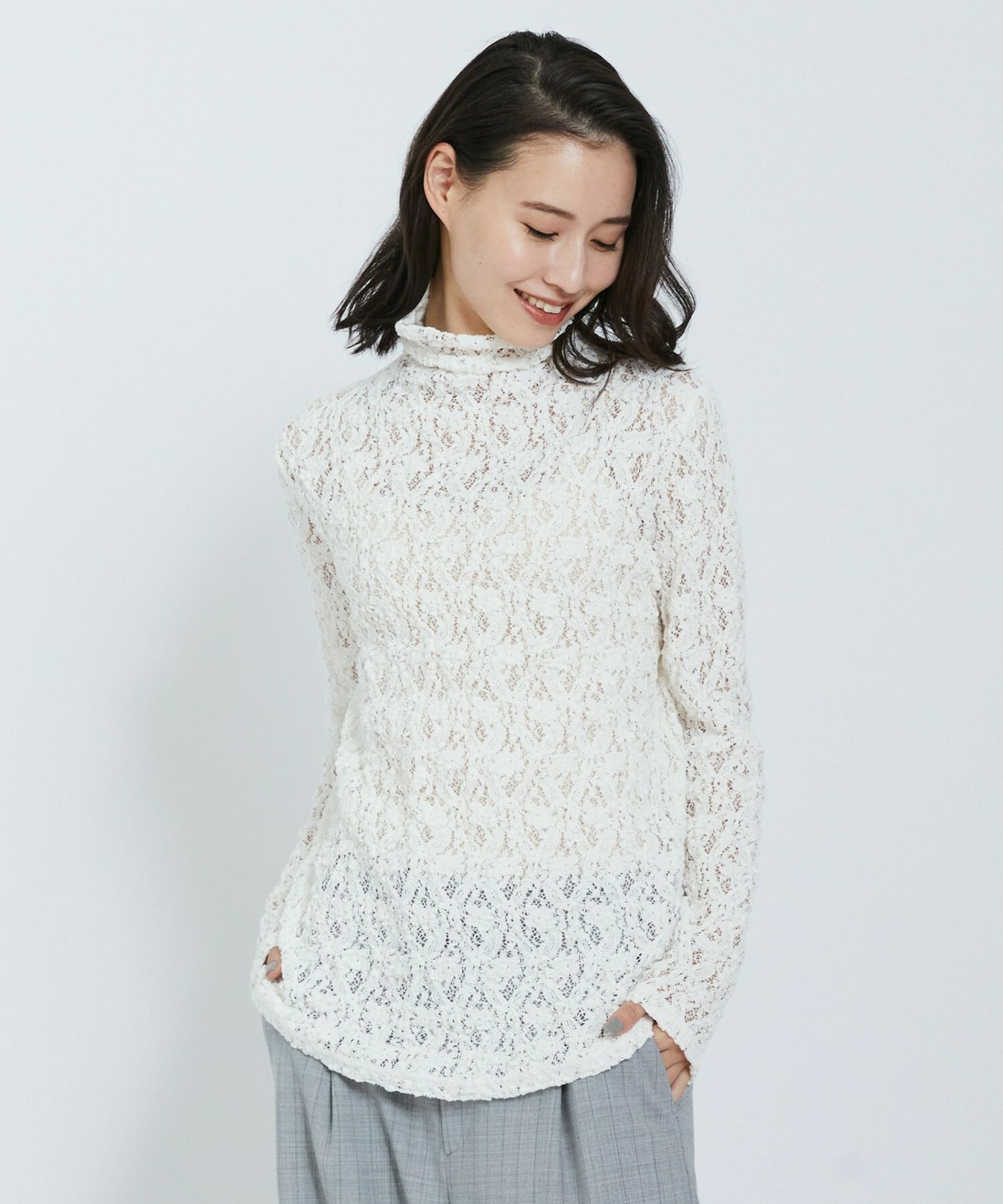 【L'EQUIPE】フラワーレースカットソー 詳細画像 ホワイト 1