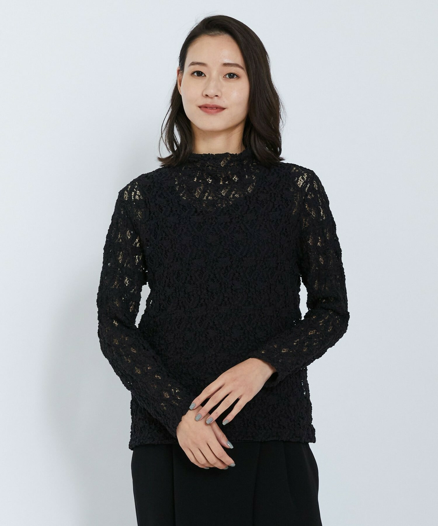 【L'EQUIPE】フラワーレースカットソー 詳細画像 ブラック 1