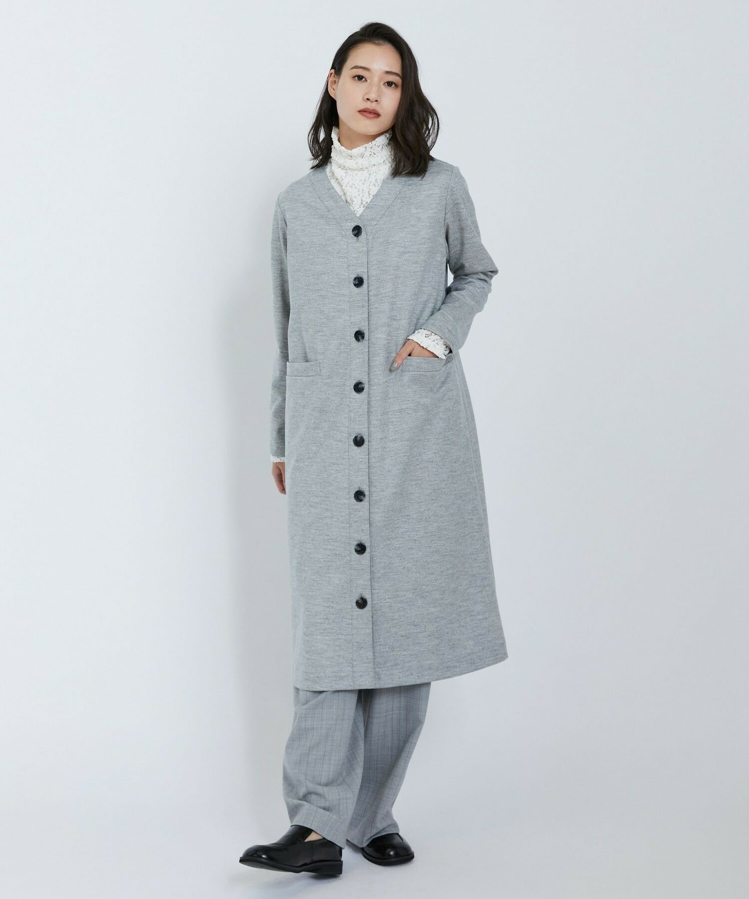 【L'EQUIPE】圧縮スムースワンピース 詳細画像 チャコールグレー 12