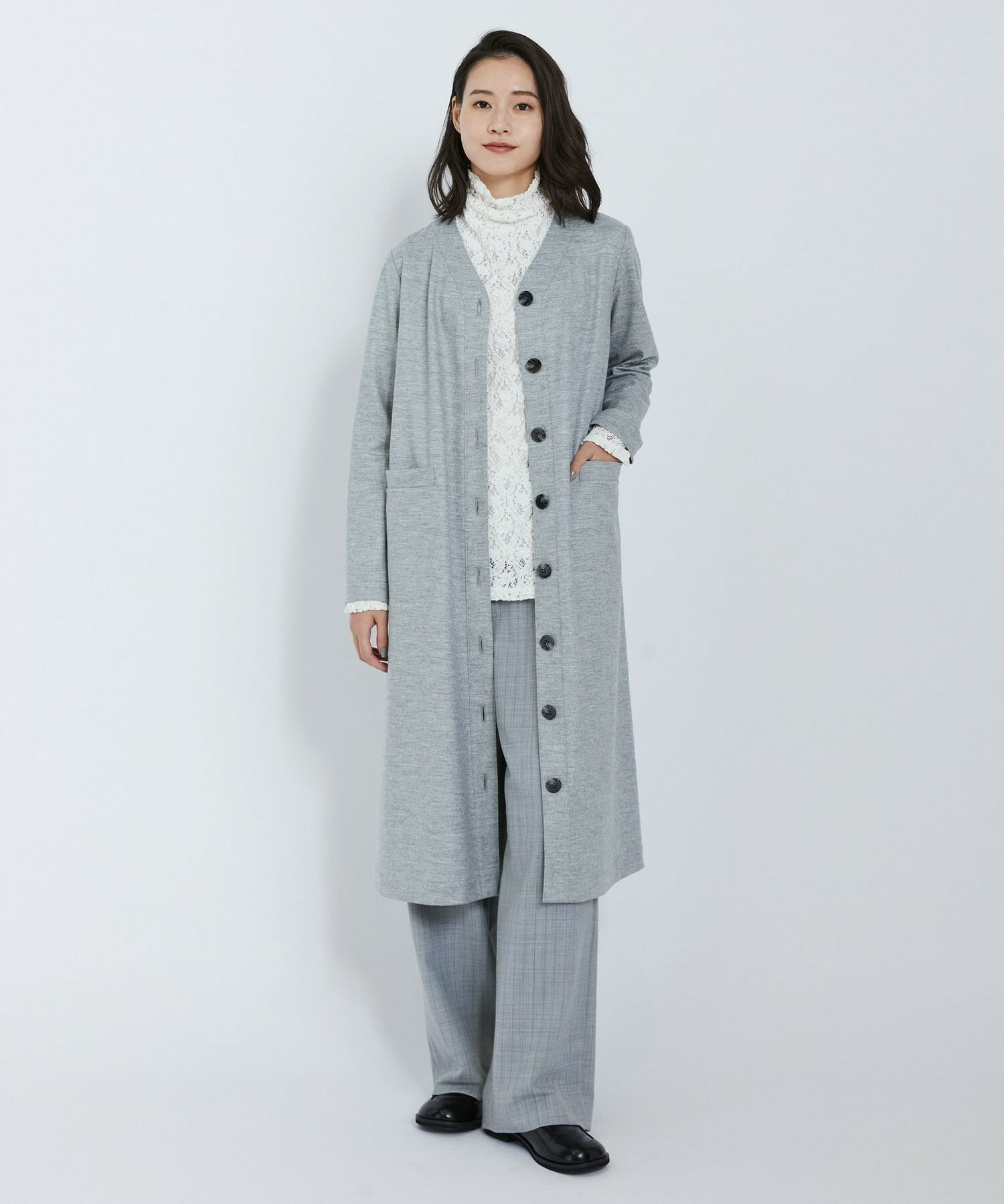 【L'EQUIPE】圧縮スムースワンピース 詳細画像 チャコールグレー 13