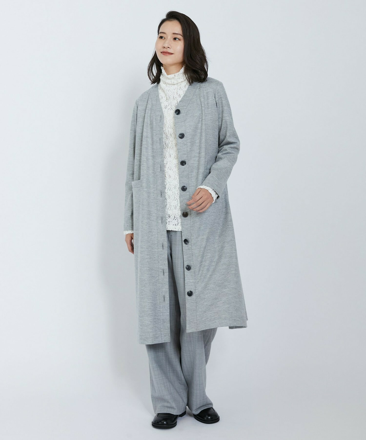 【L'EQUIPE】圧縮スムースワンピース 詳細画像 チャコールグレー 14