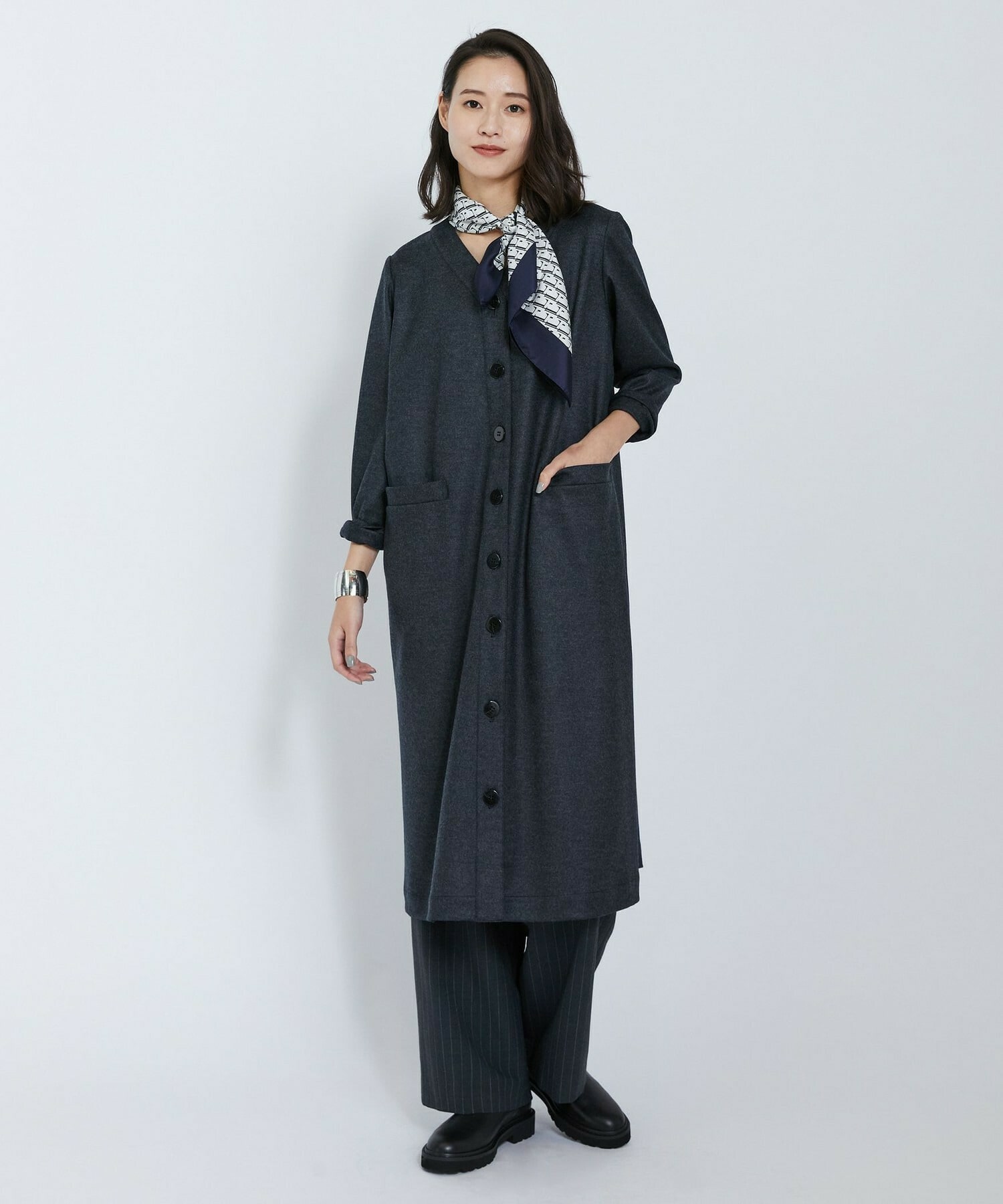 【L'EQUIPE】圧縮スムースワンピース 詳細画像 チャコールグレー 5