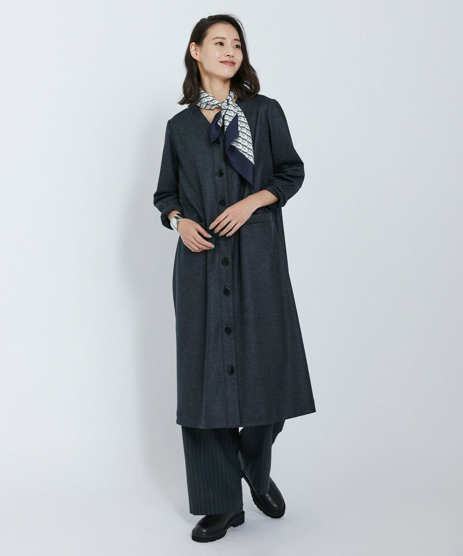 【L'EQUIPE】圧縮スムースワンピース 詳細画像 チャコールグレー 6