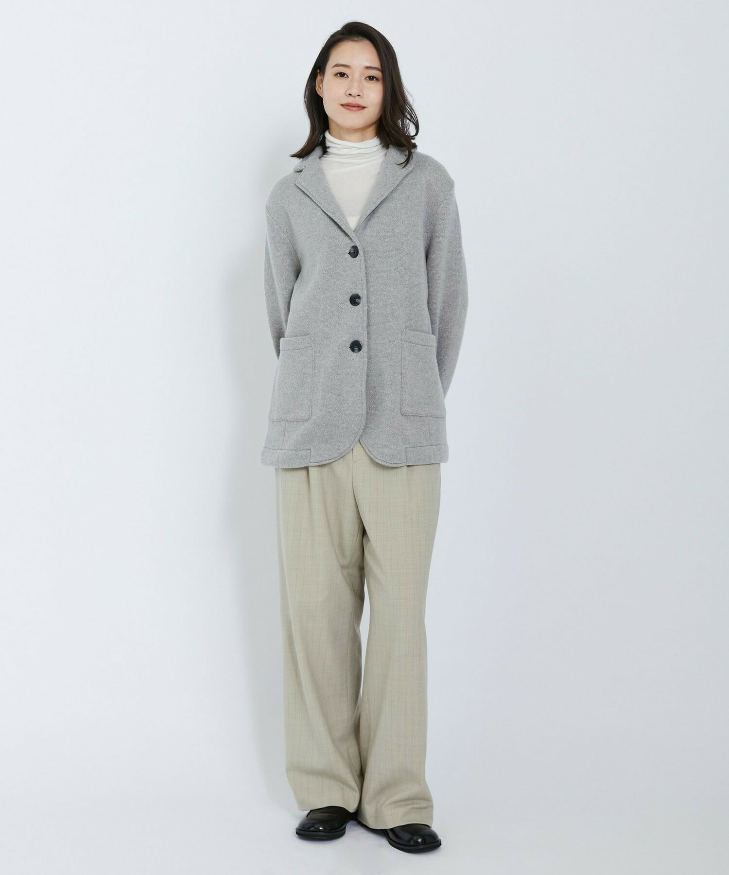 【L'EQUIPE】ウールジャガードニットジャケット 詳細画像 ブラック 7