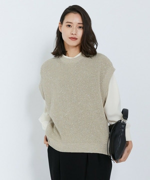 【L'EQUIPE】ラメノットニットジレ 詳細画像 ライトベージュ 1