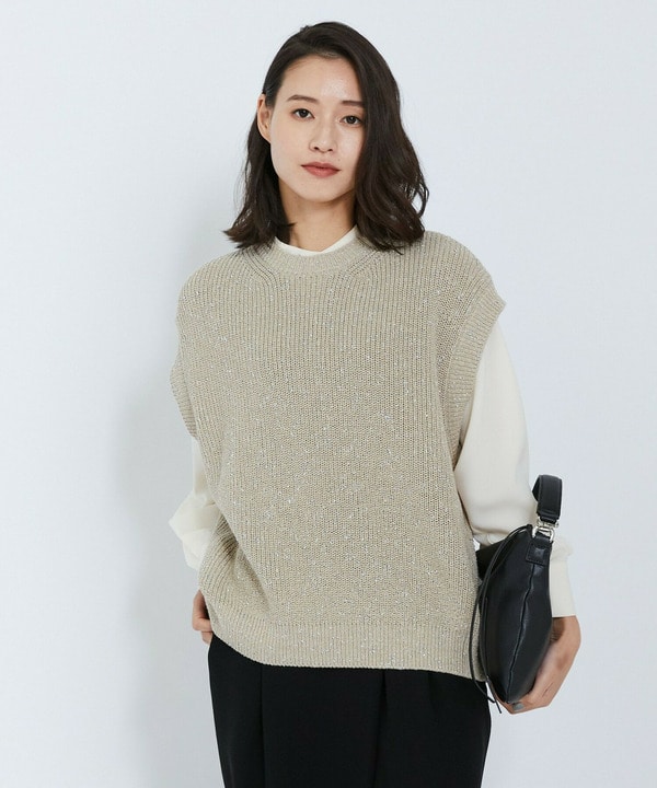 【L'EQUIPE】ラメノットニットジレ